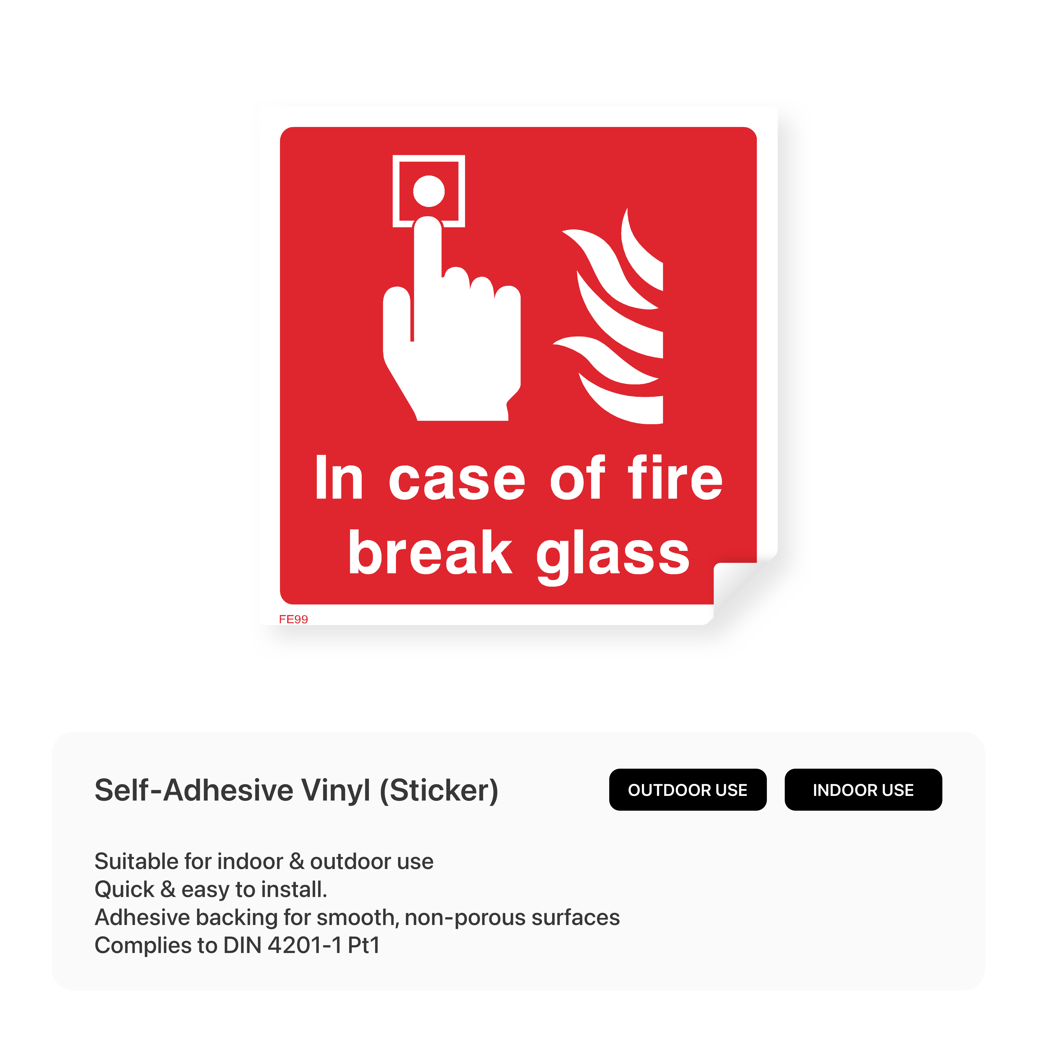 Break glass fire alarm sign