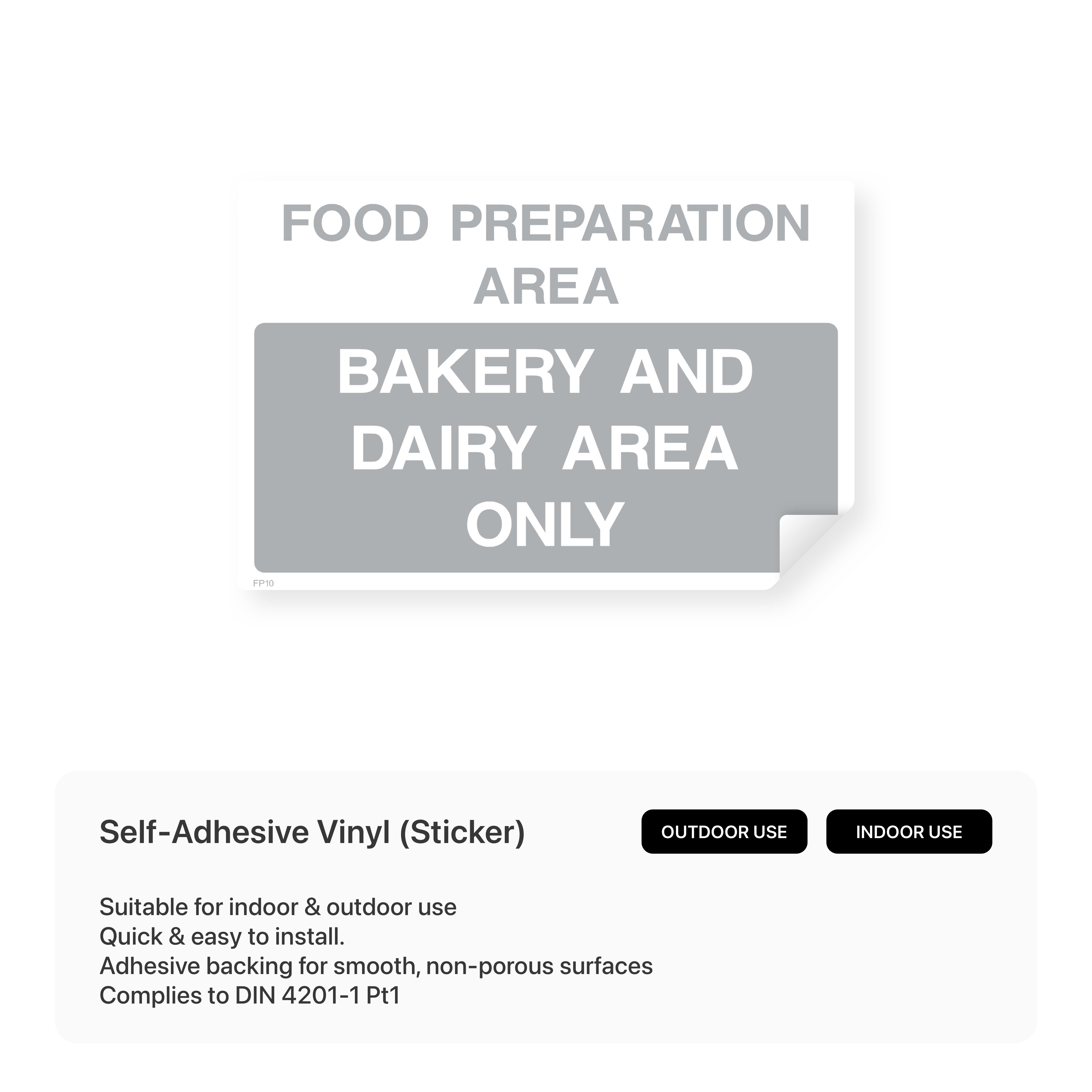 Food processing sign for bakery and dairy area