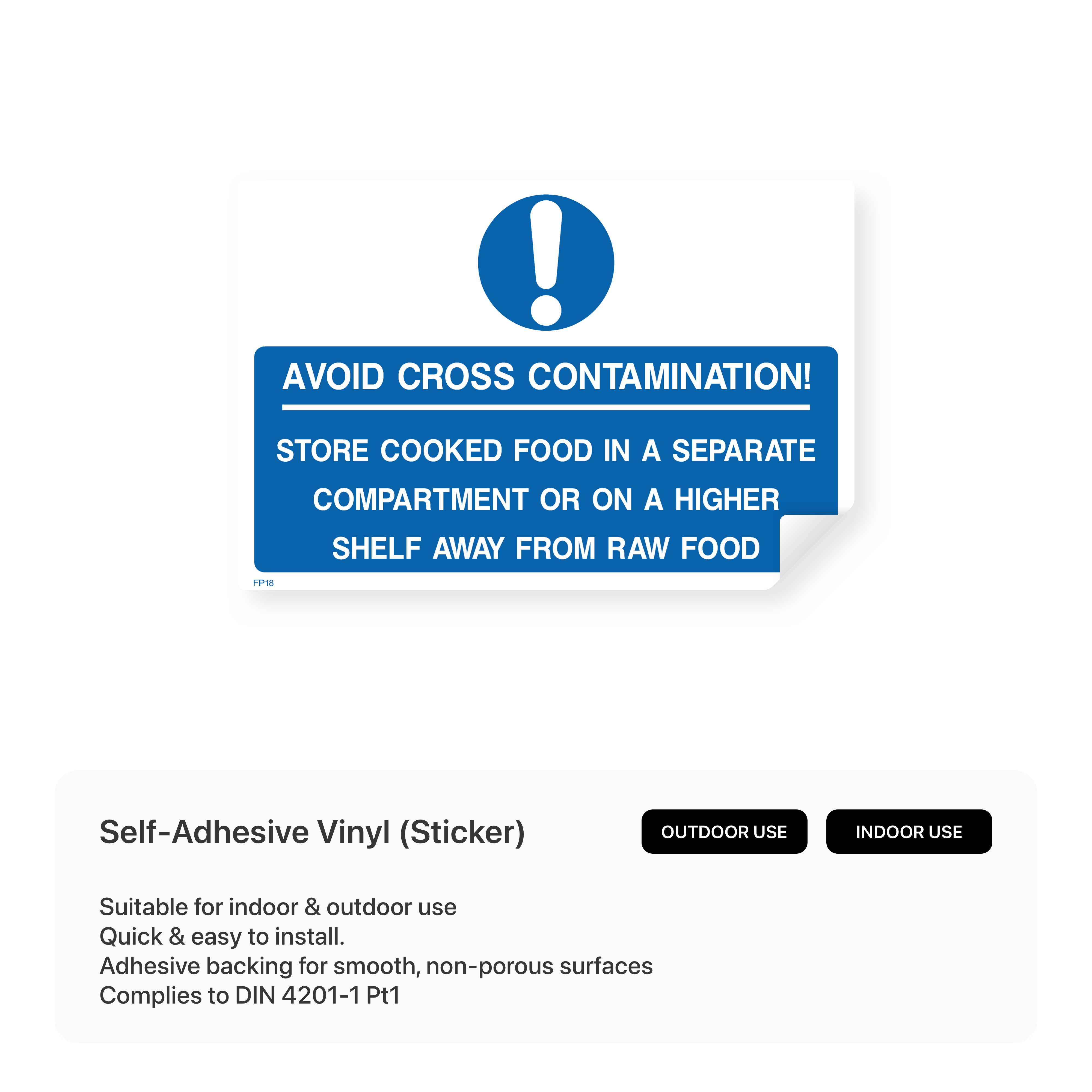 Food safety sign to avoid cross-contamination