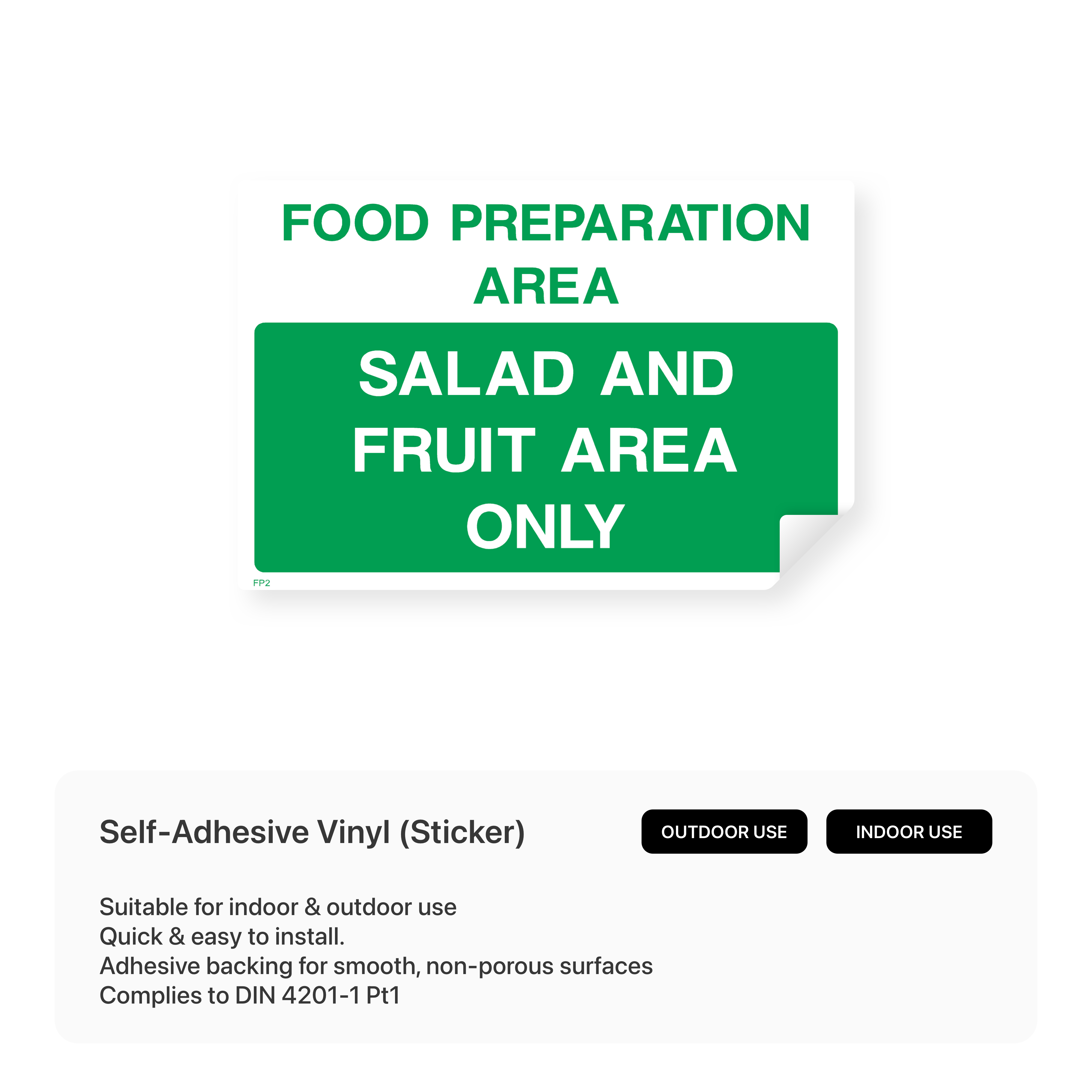 Food processing sign for salad and fruit area only