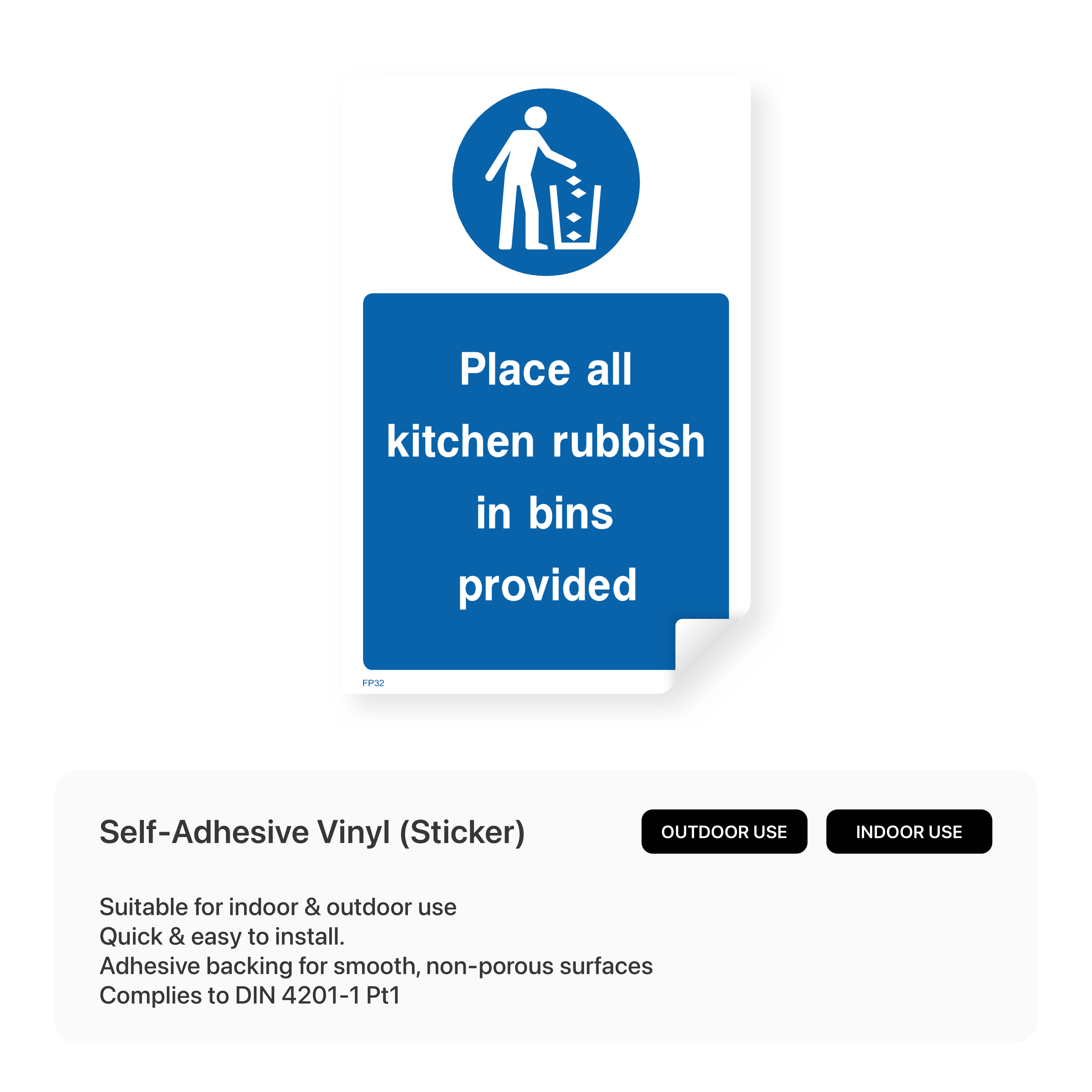 Sign to place rubbish in bins