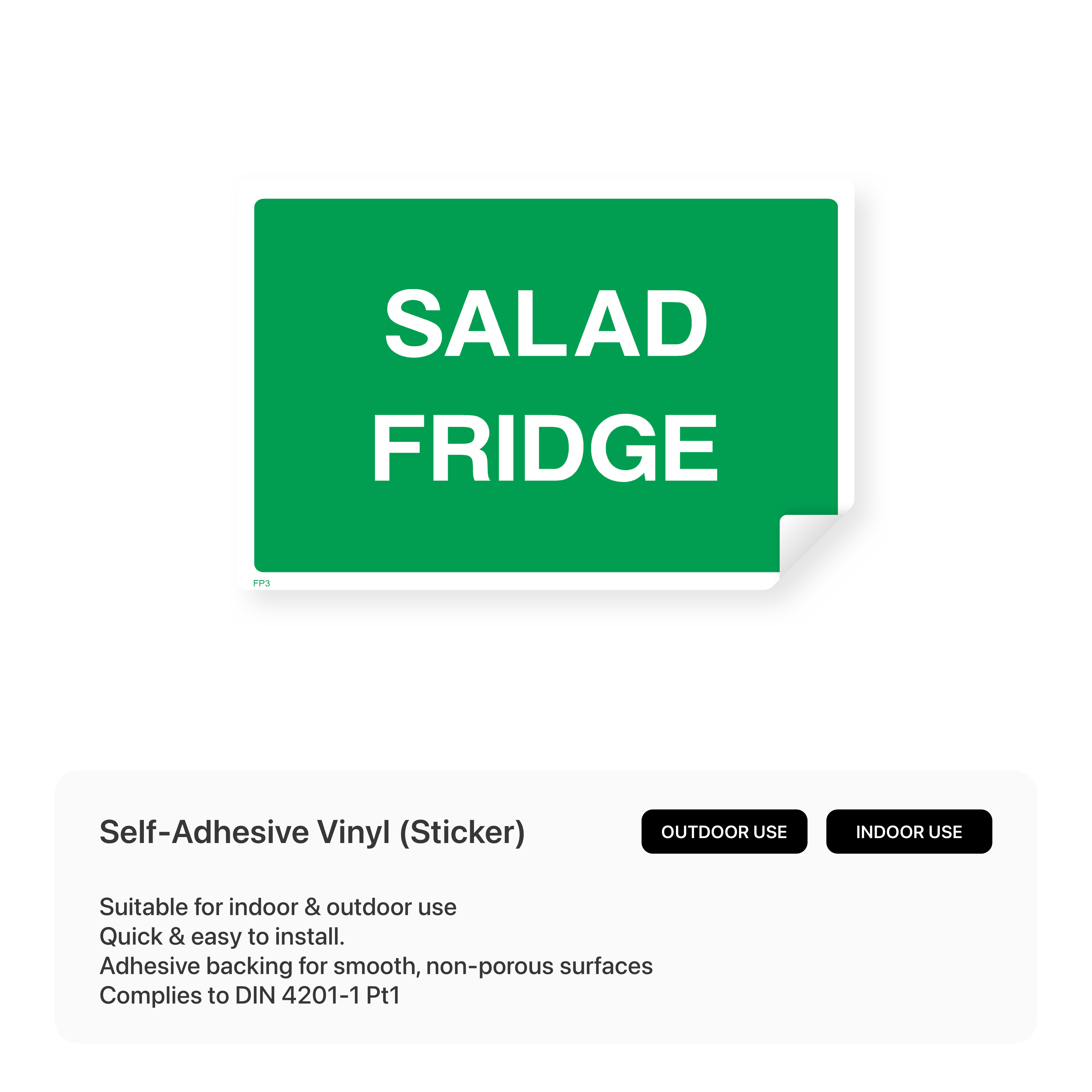 Food processing sign for salad fridge