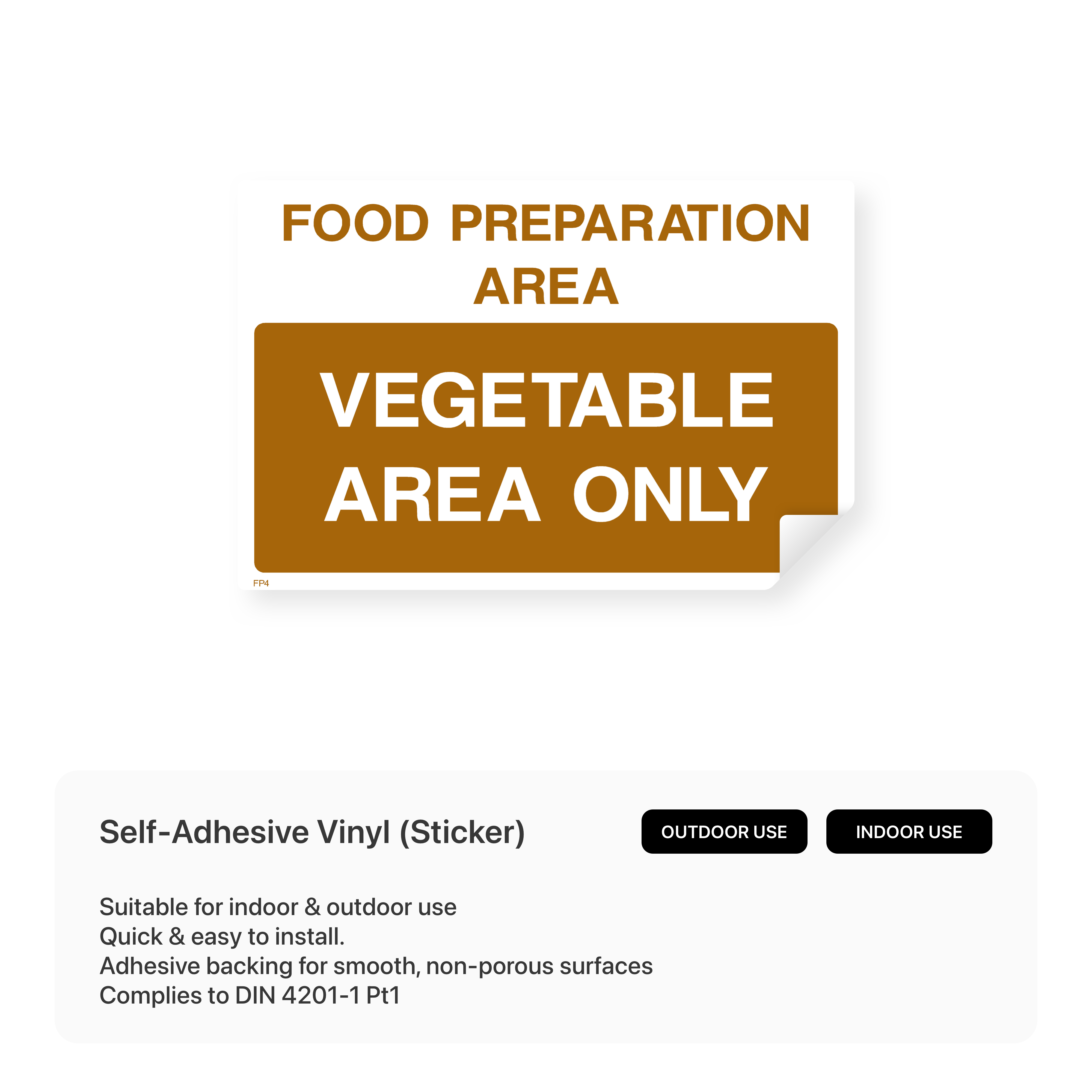 Food processing sign for vegetable area only