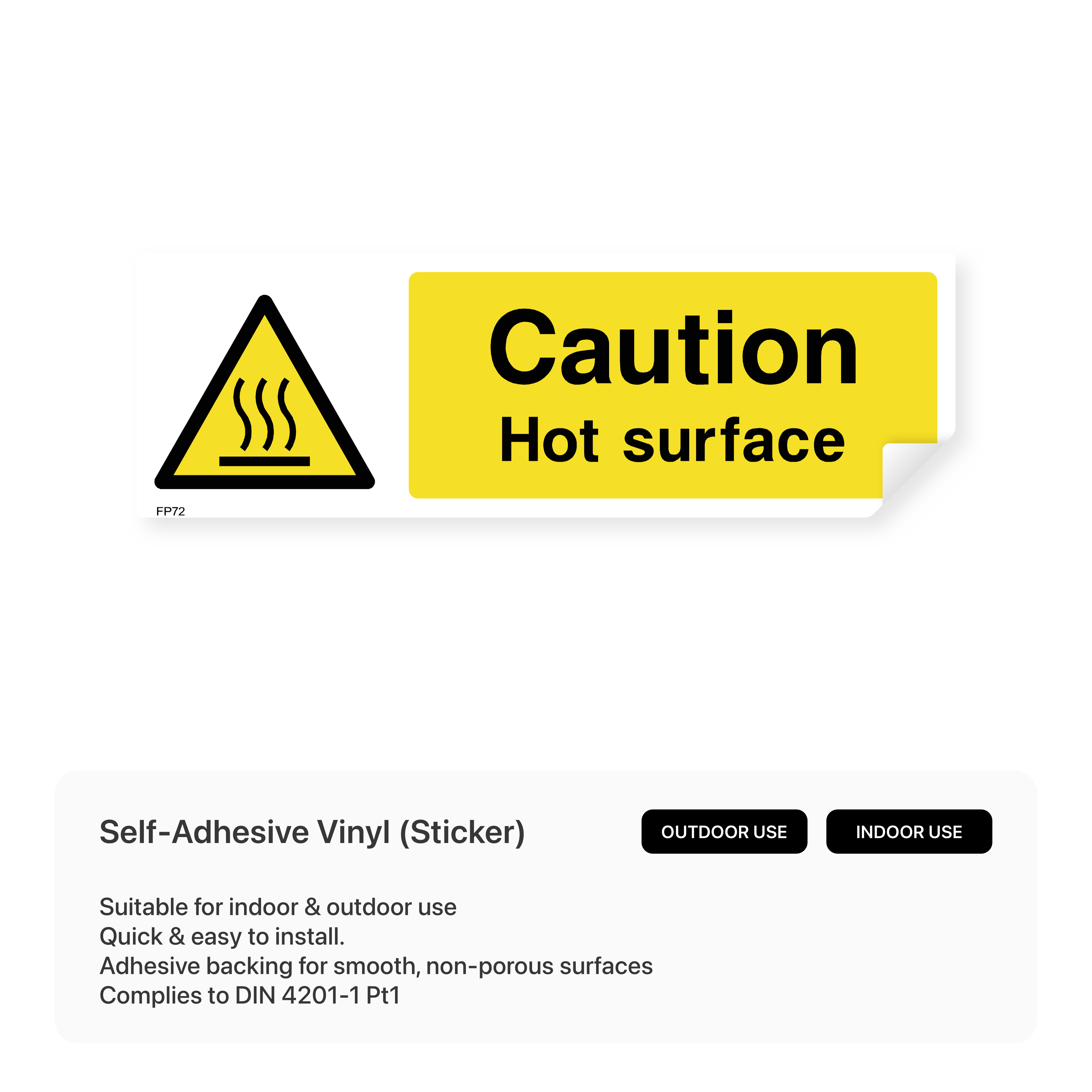 Caution sign for hot surface