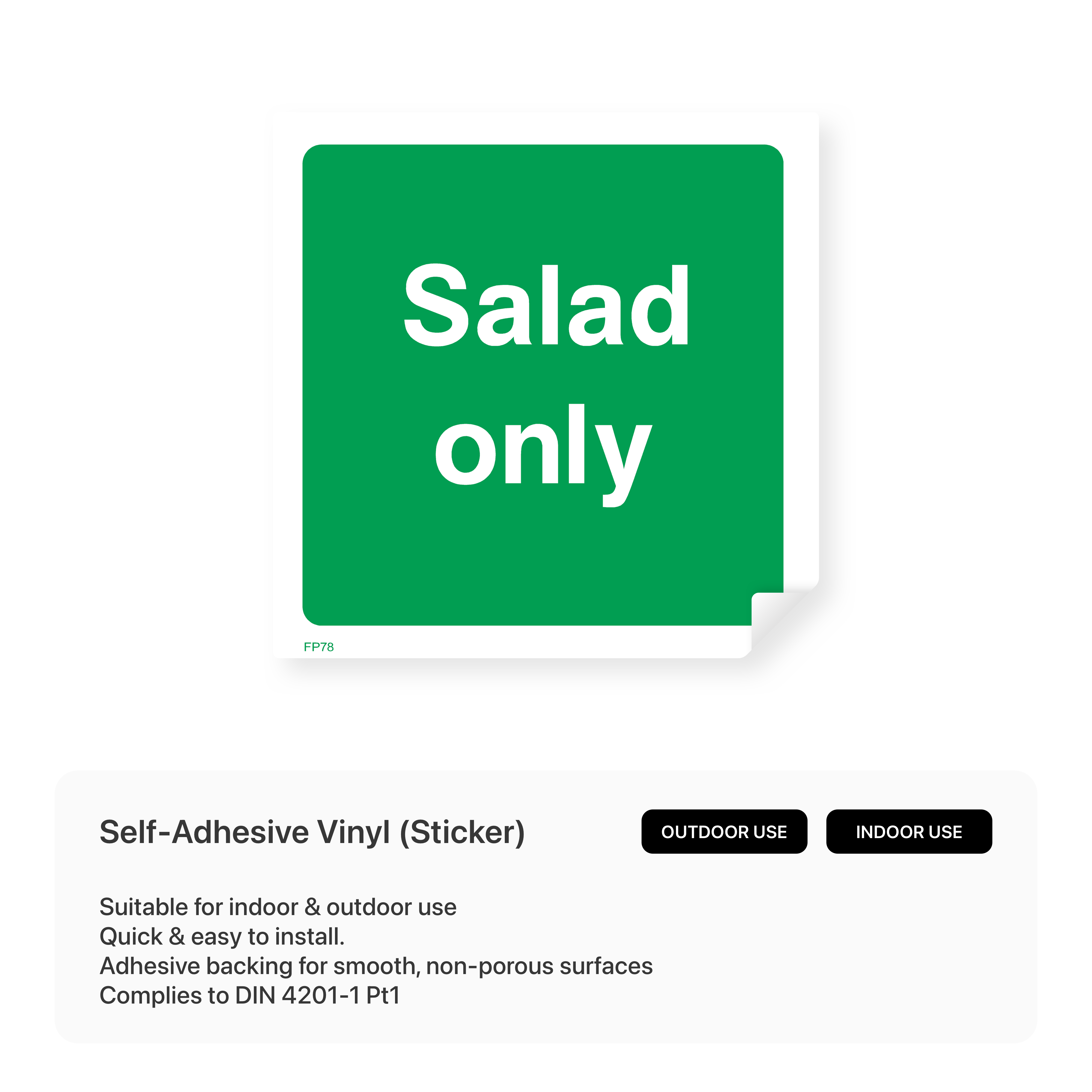 Sign for salad preparation only