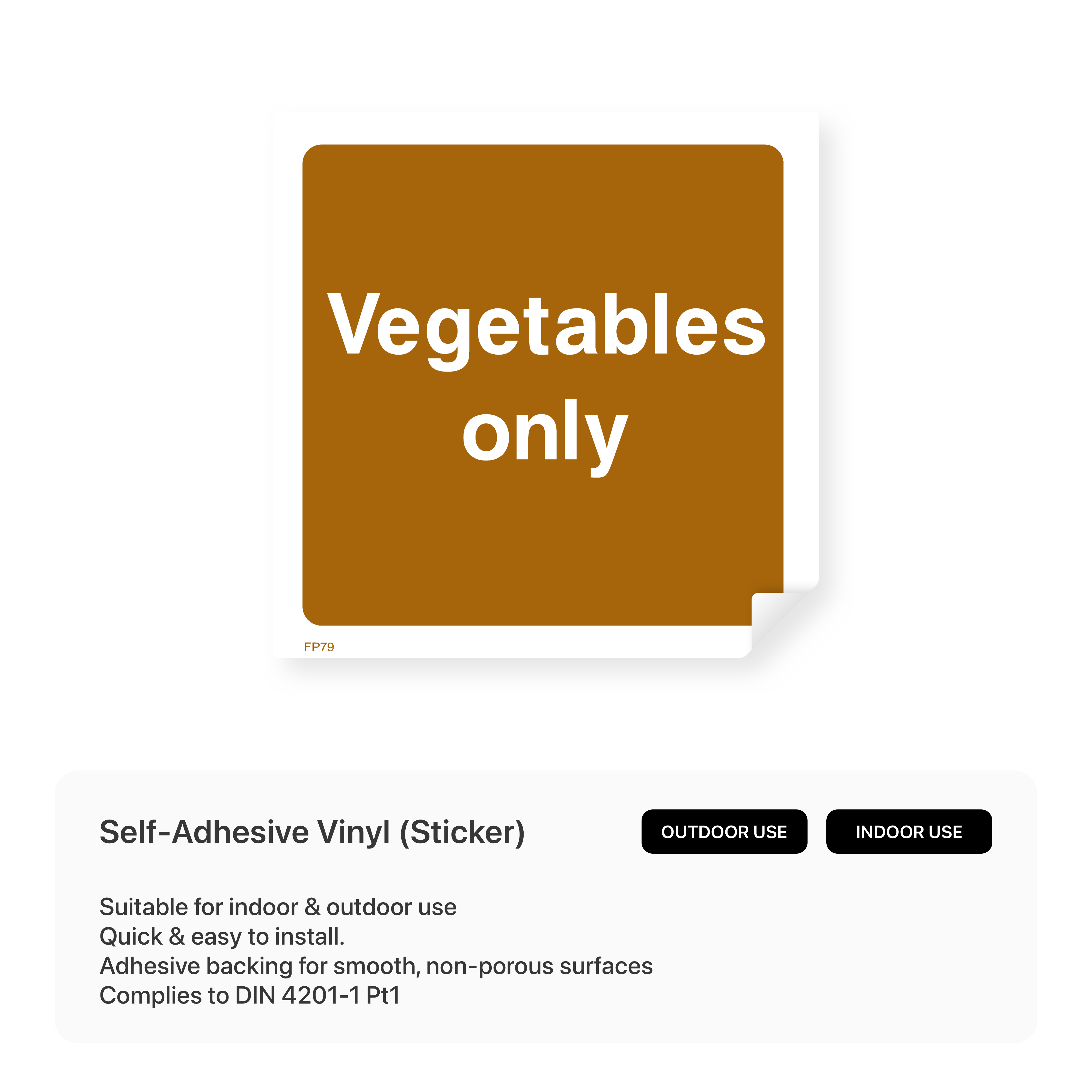 Sign for vegetable preparation only