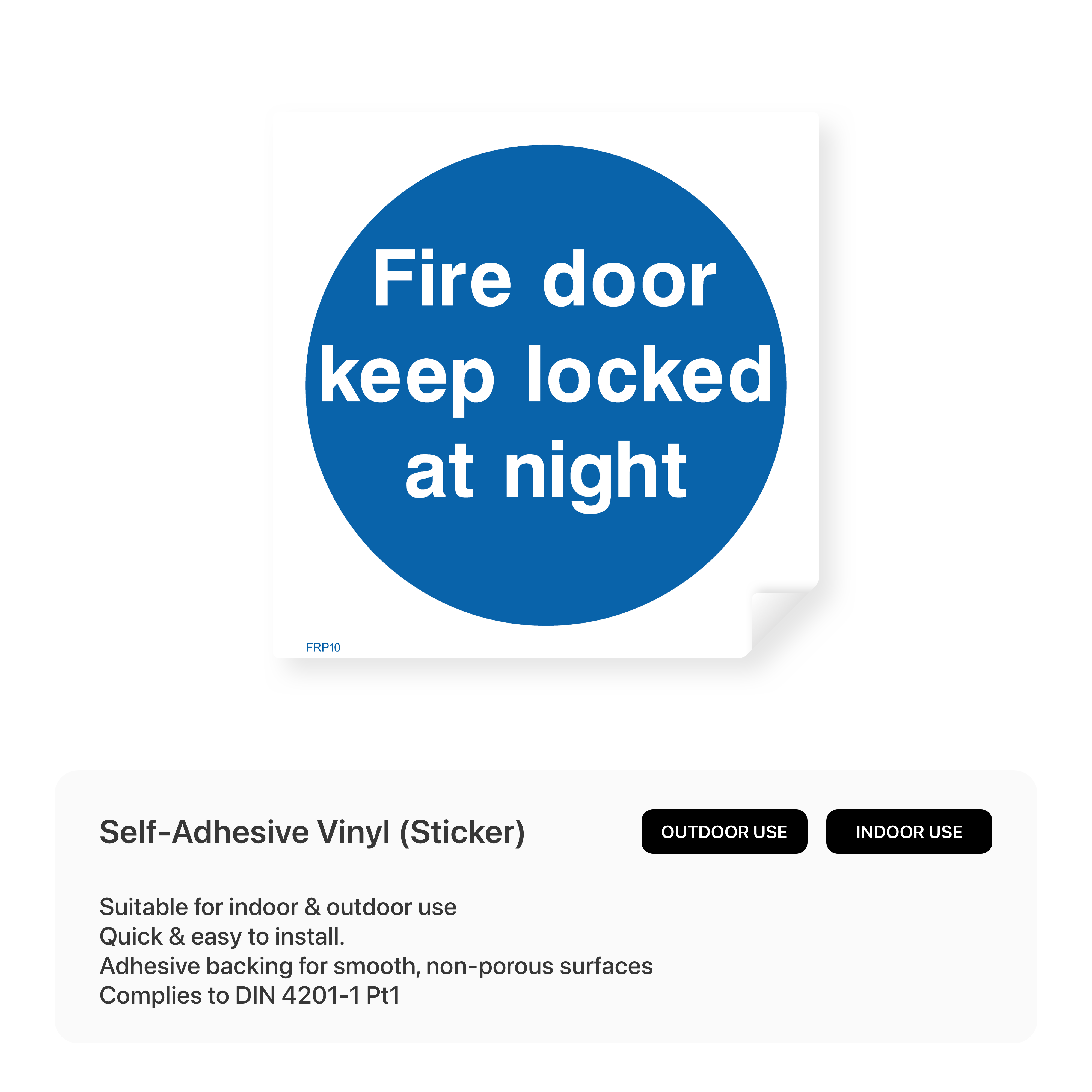 Fire door sign: "Keep locked at night"