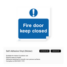 Fire door sign: "Keep closed (mandatory)"