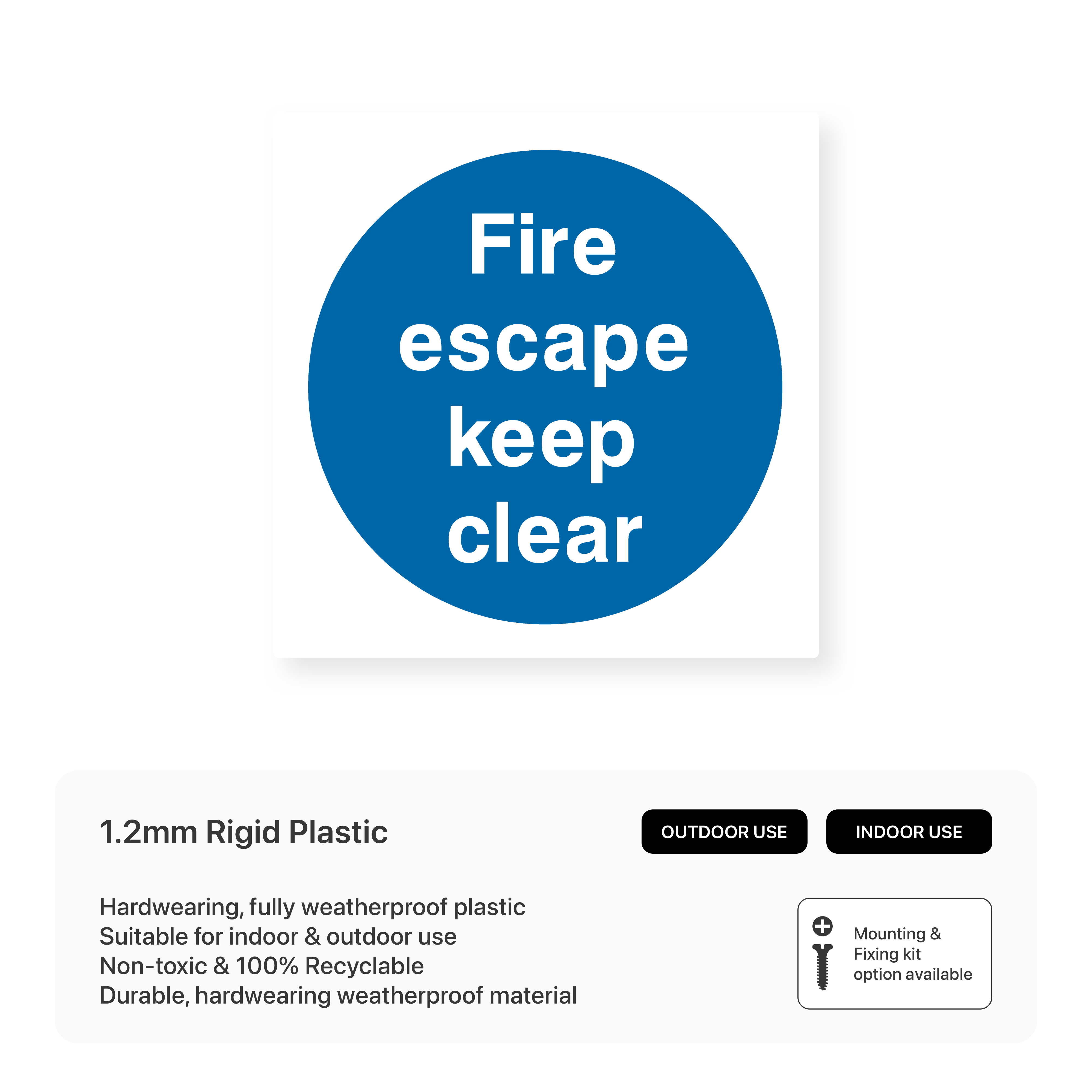 Fire Escape Keep Clear Sign – Safety Signs & Stickers