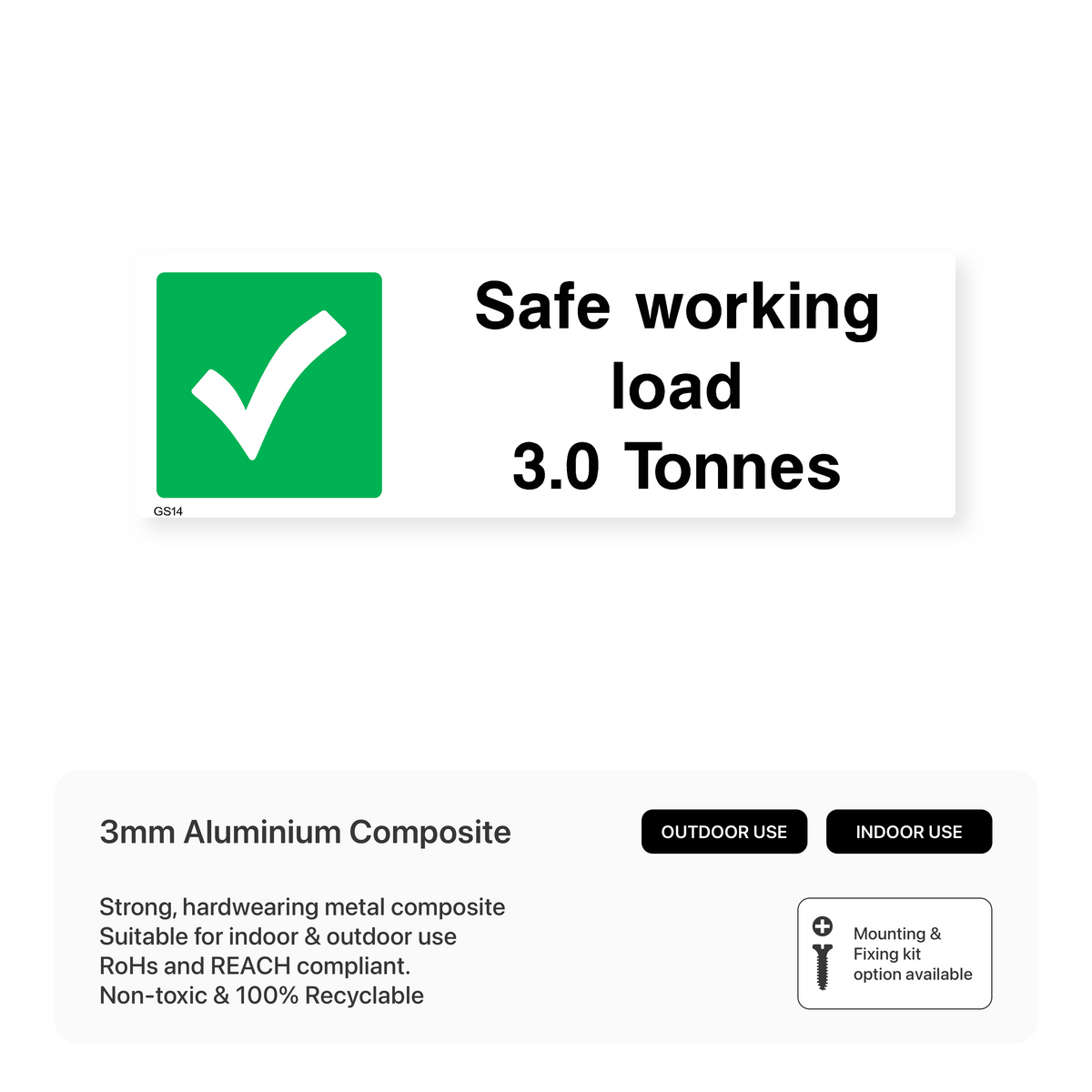 Loading Sign Check Box Safe Working Load - 3.0 Tonnes Sign – Safety Signs & Stickers