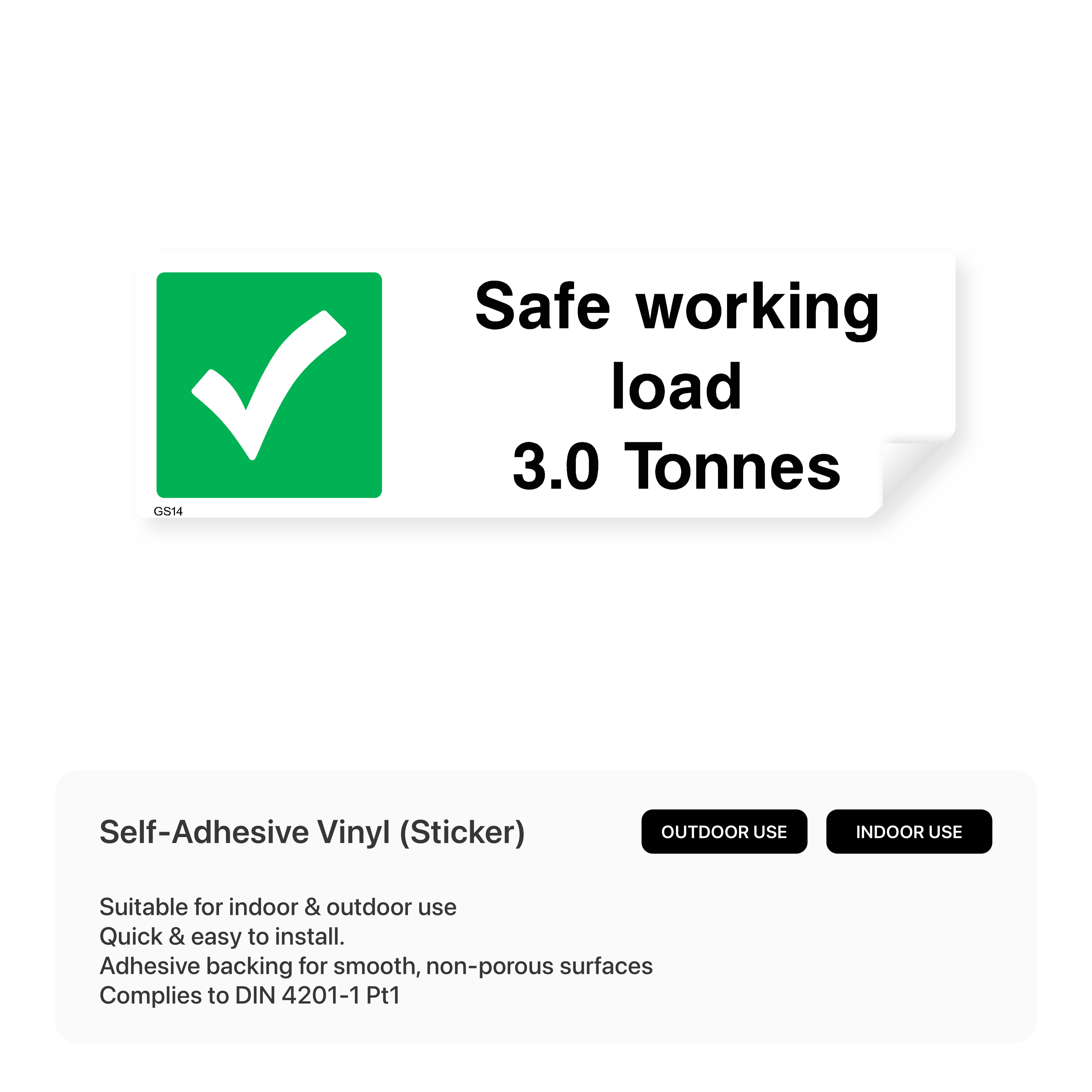 Safe working load sign - 3.0 Tonnes Sign