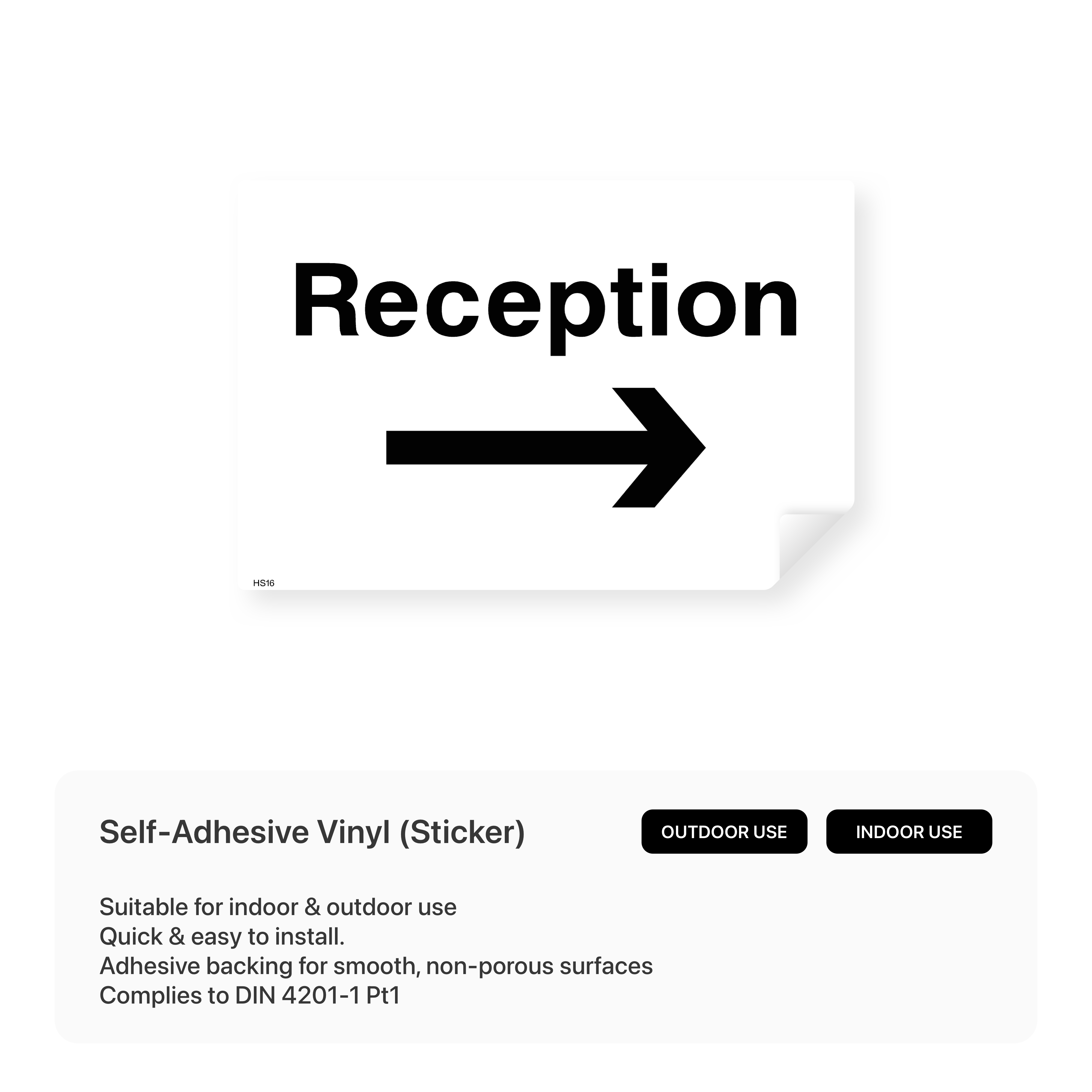 Right arrow sign for reception