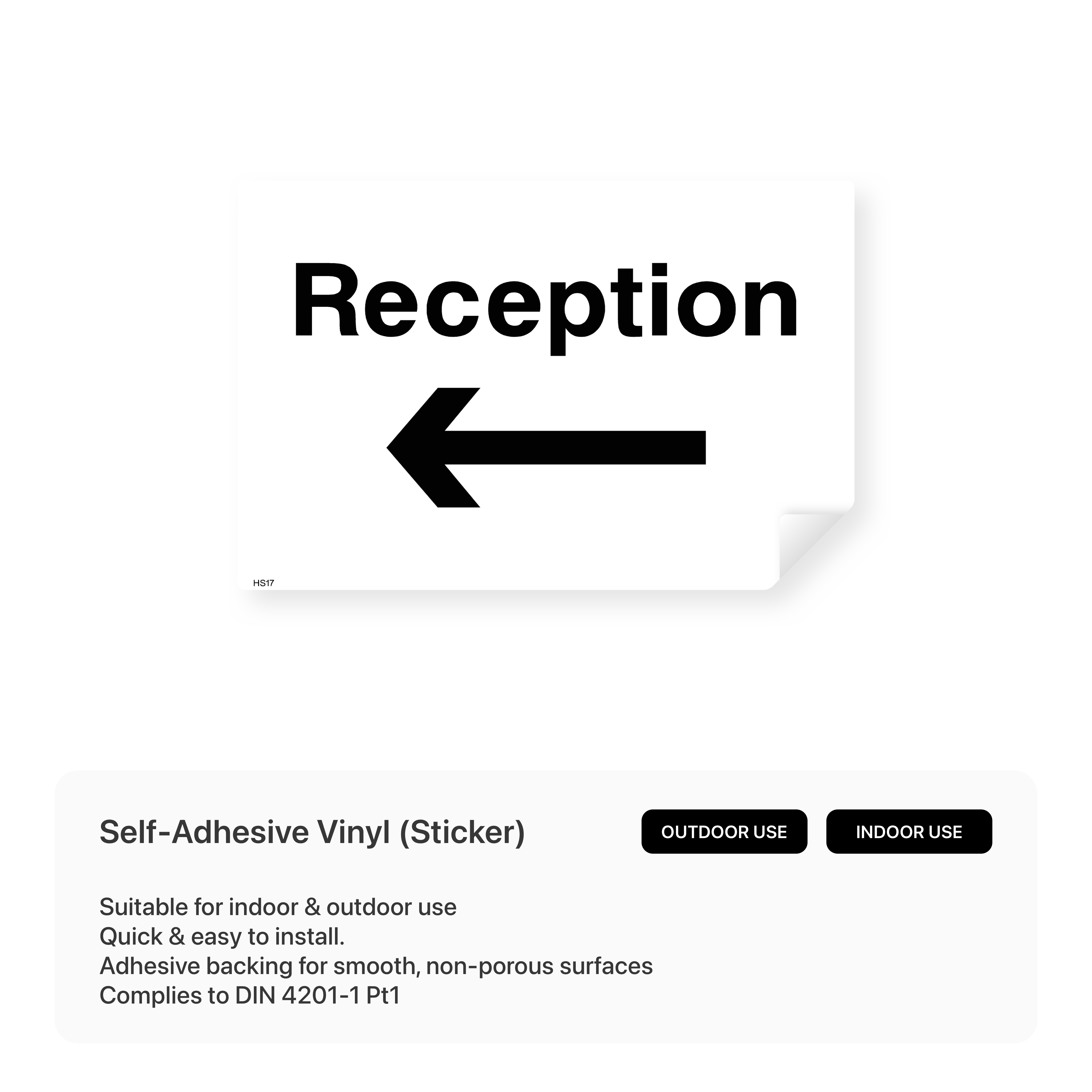 Reception Left Sign – Safety Signs & Stickers