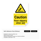 Warning sign for slippery floors when wet