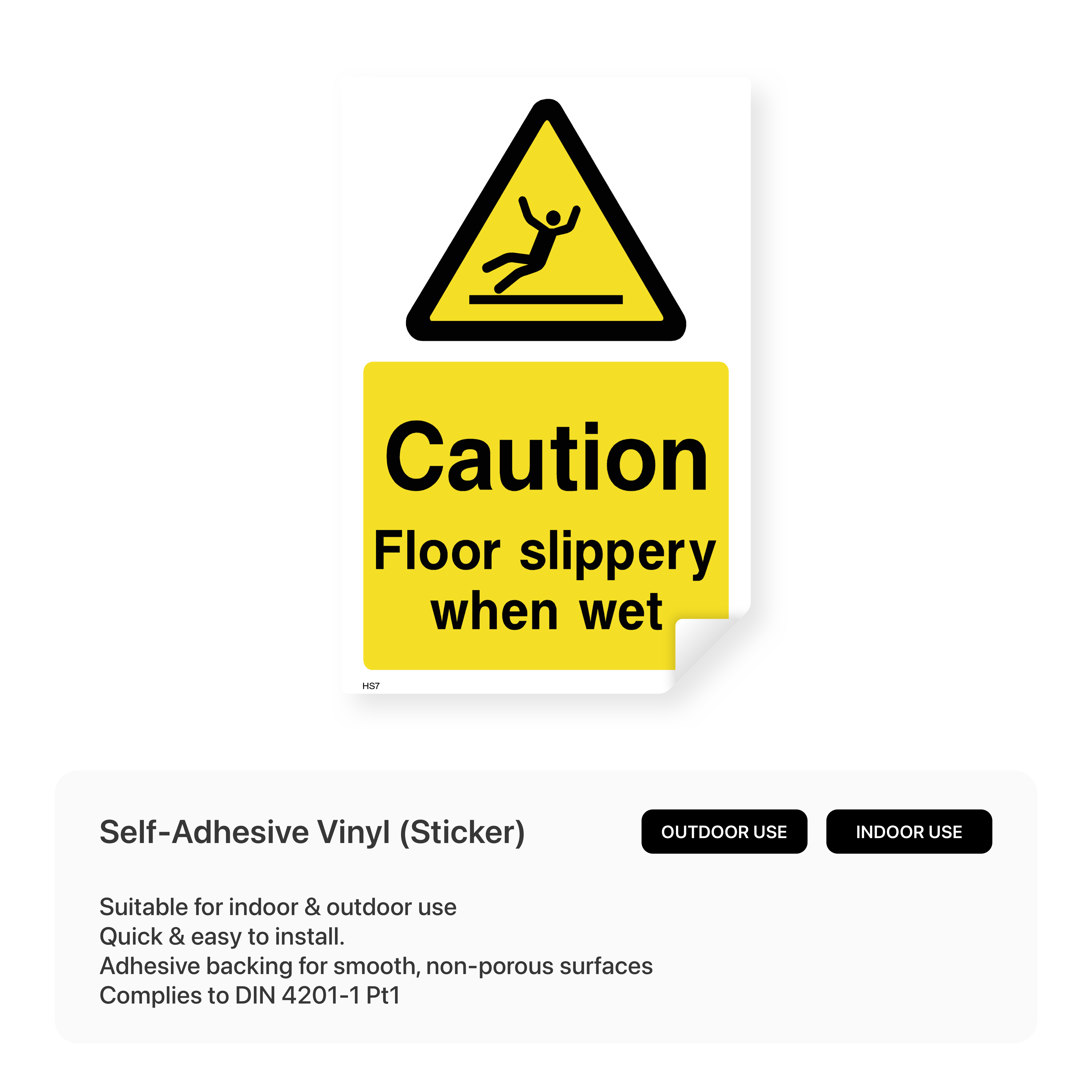 Warning sign for slippery floors when wet