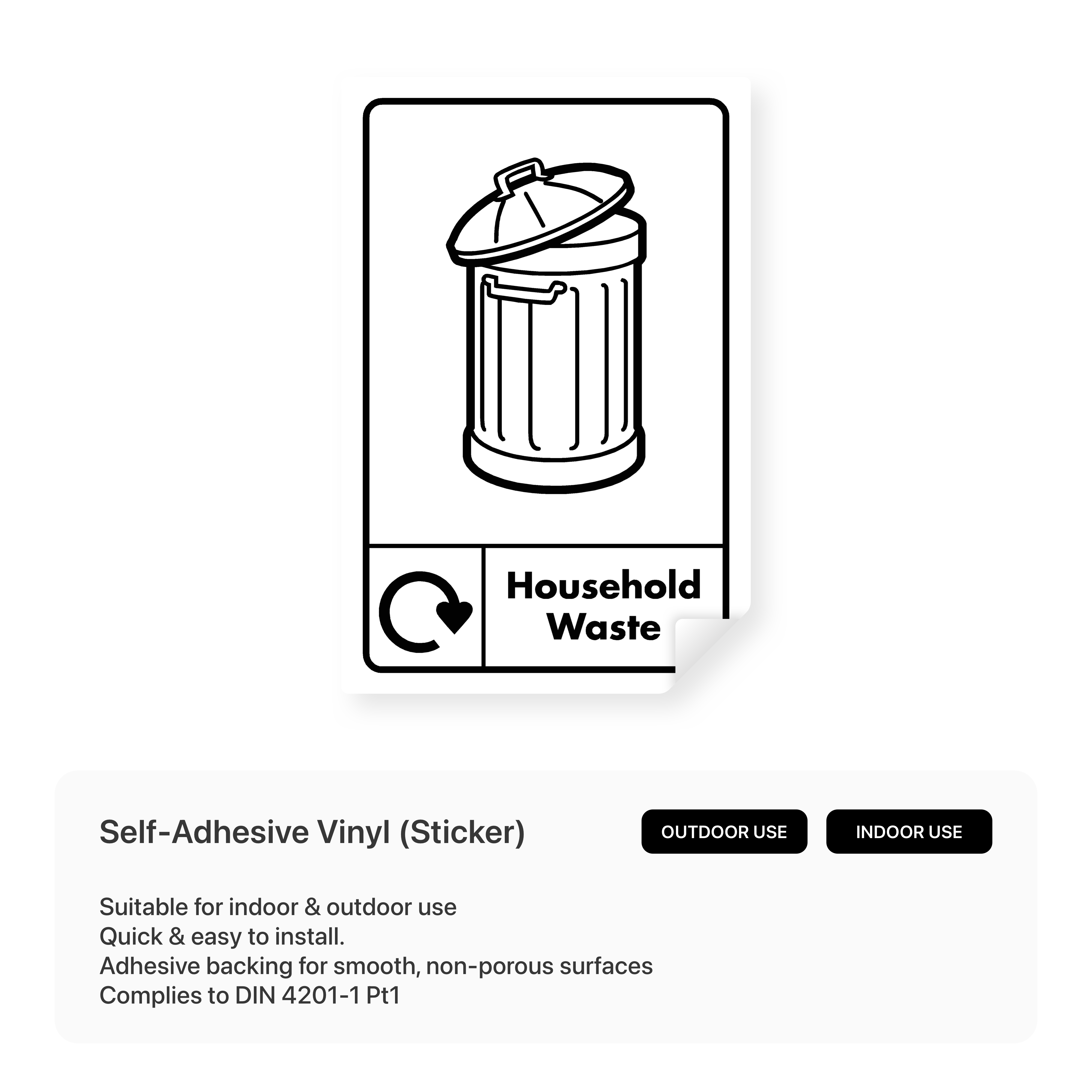 Recycling Sign for Household Waste (Portrait)