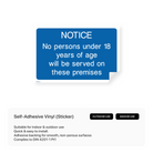 Notice sign stating "No Persons Under 18 Years of Age Will Be Served On These Premises" displayed on a brick wall.