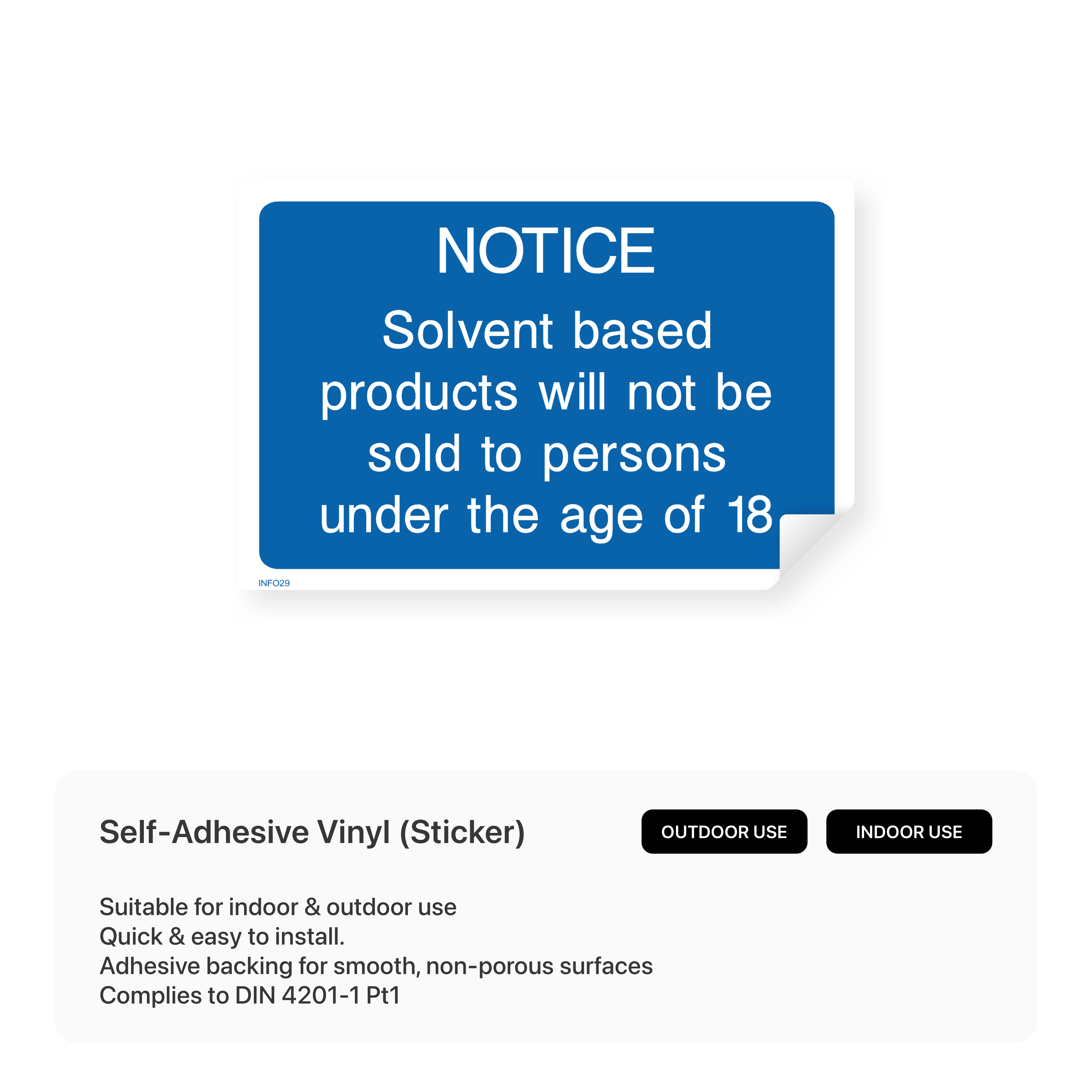 Informational sign prohibiting solvent sales to minors