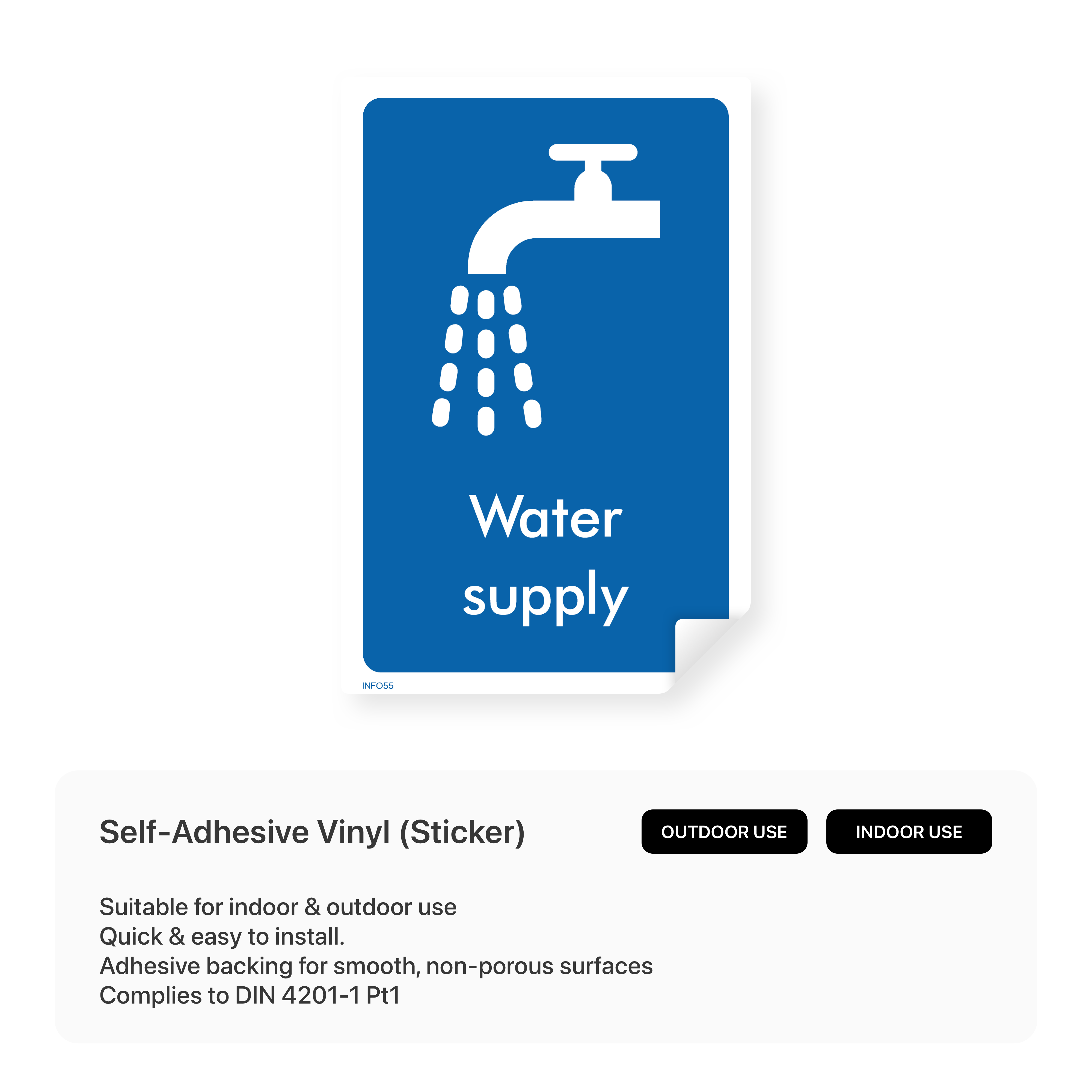 Informational sign for water supply