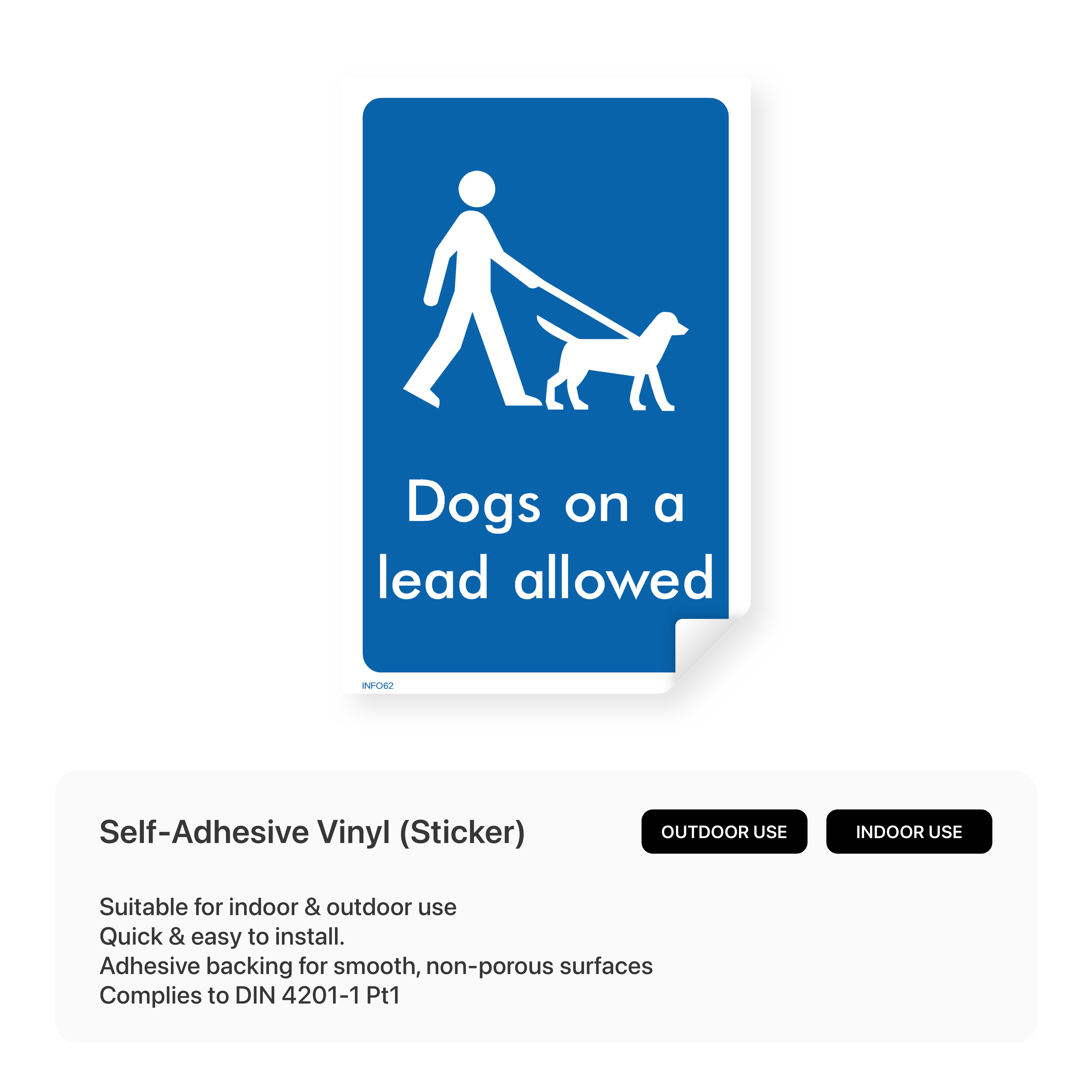 Informational sign for dogs on leash