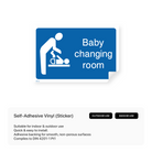 Informational sign: "Baby changing room"