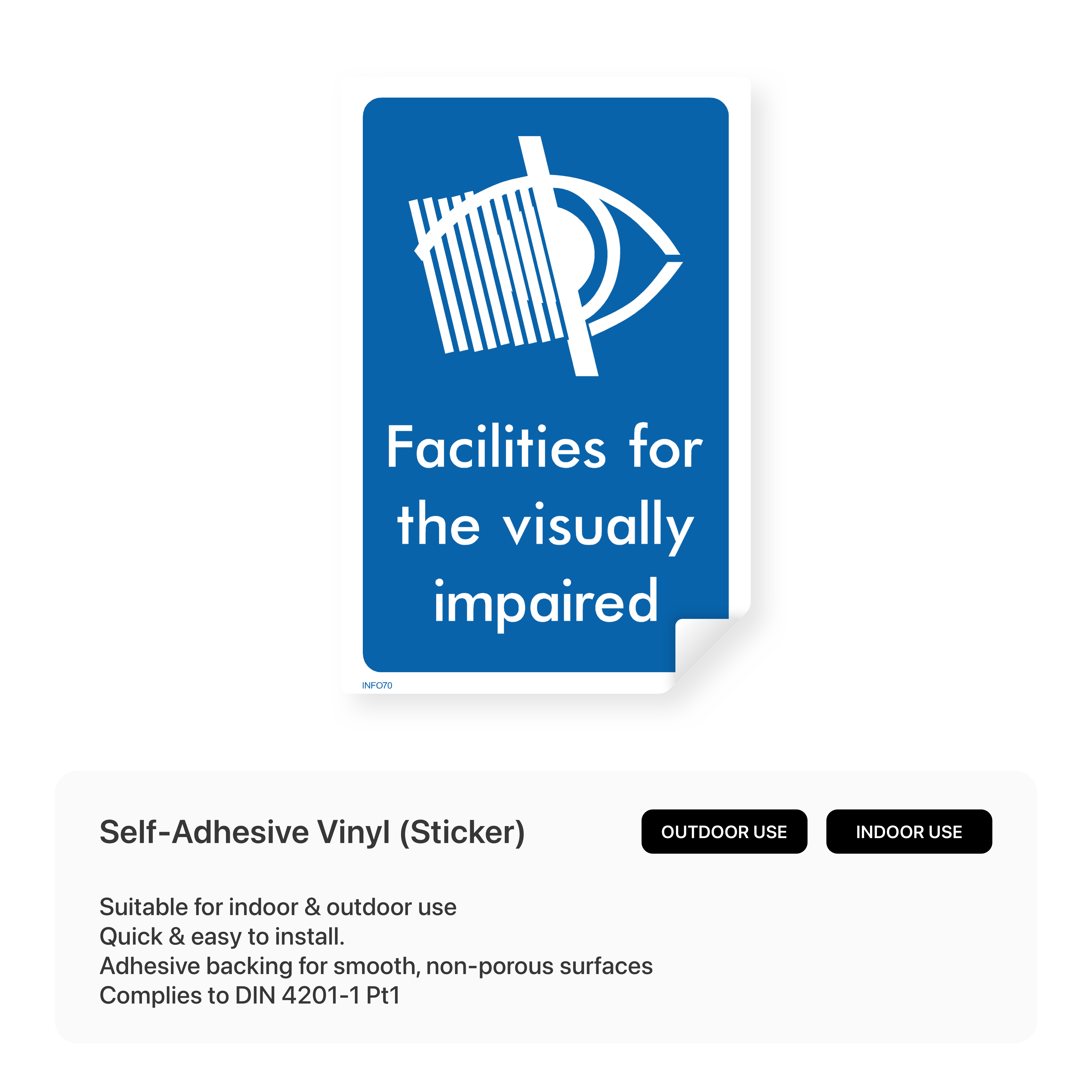 Informational sign for facilities for the visually impaired