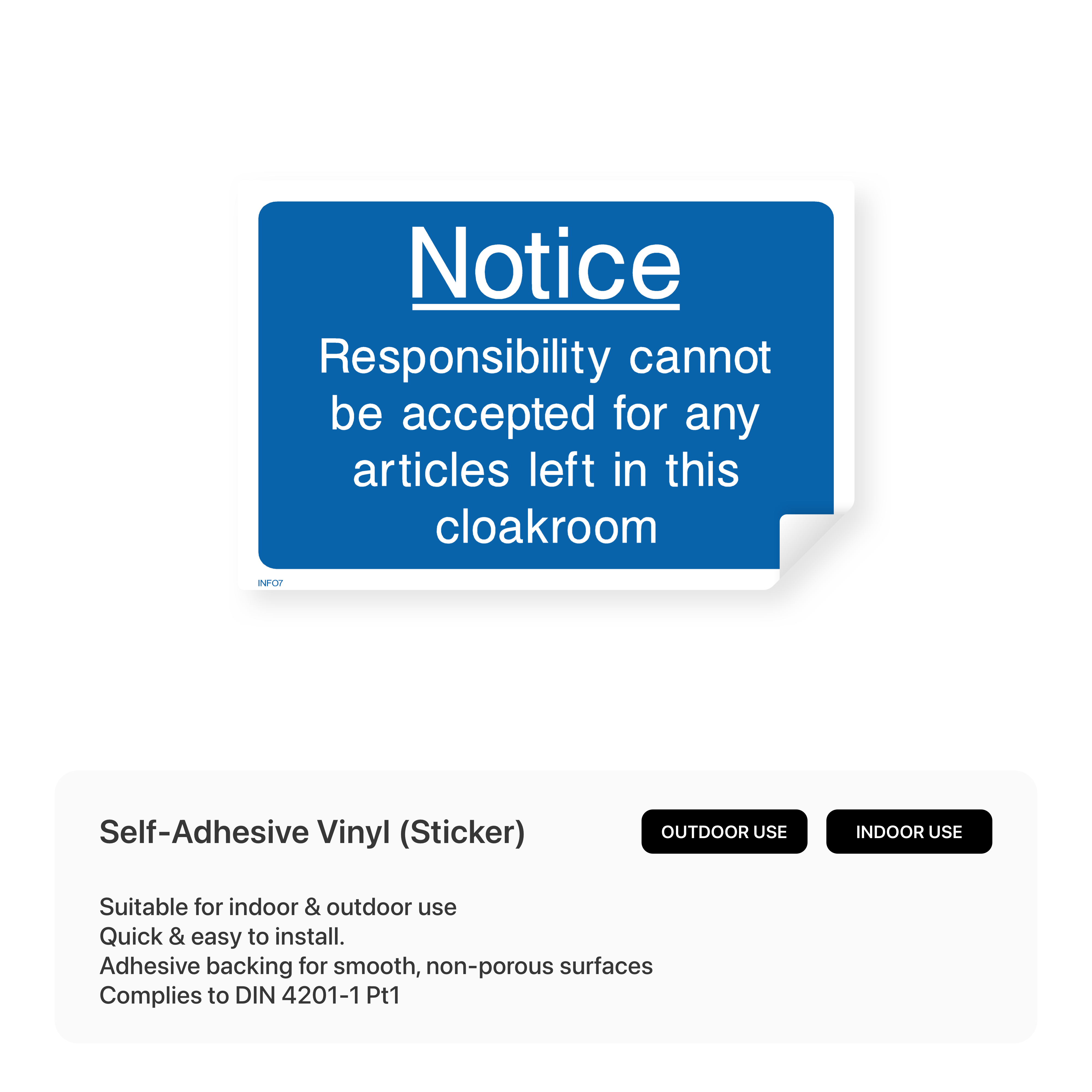 Cloakroom Disclaimer Sign – Safety Signs & Stickers