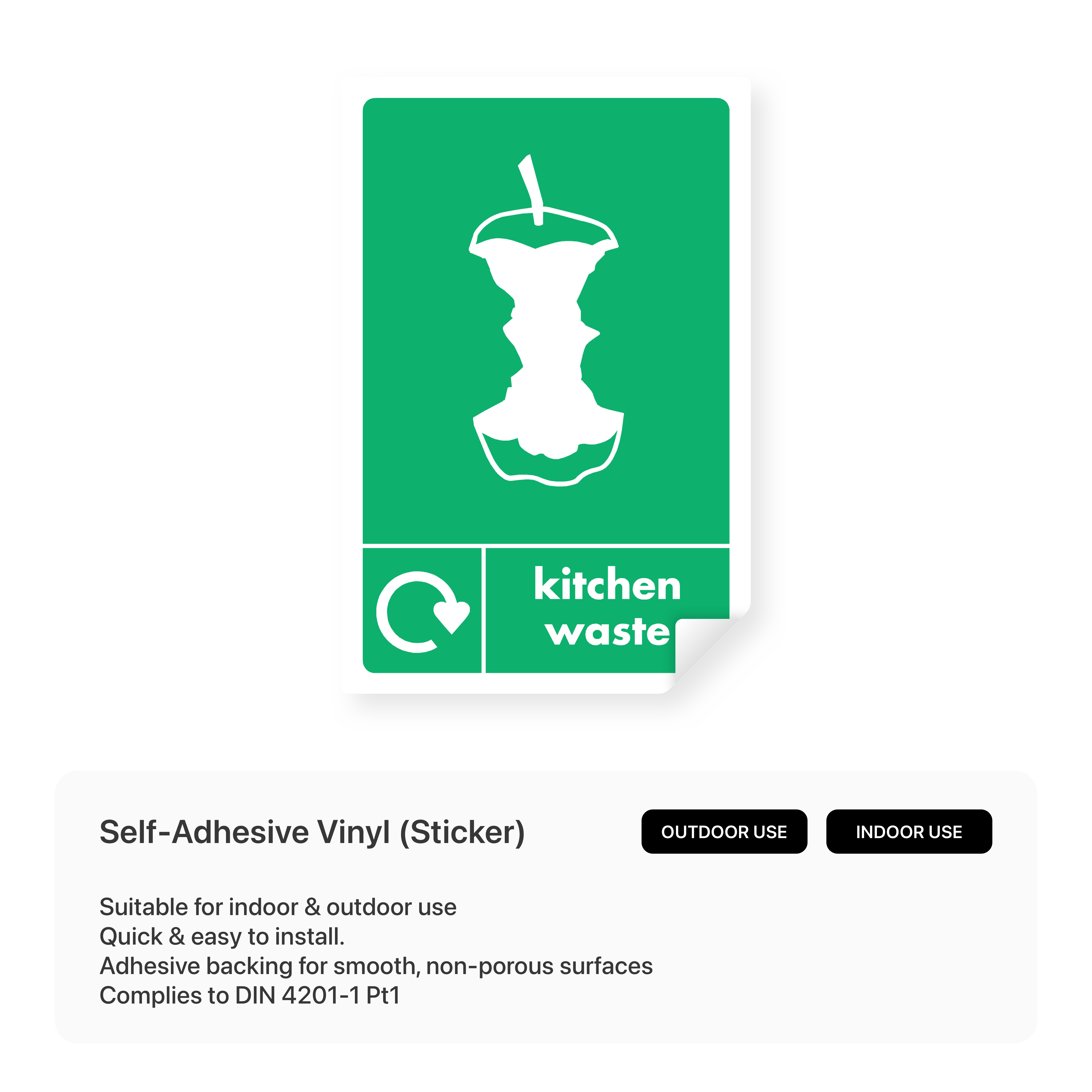 Recycling Sign for Kitchen Waste (Portrait)