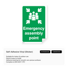 Sign indicating emergency assembly point.