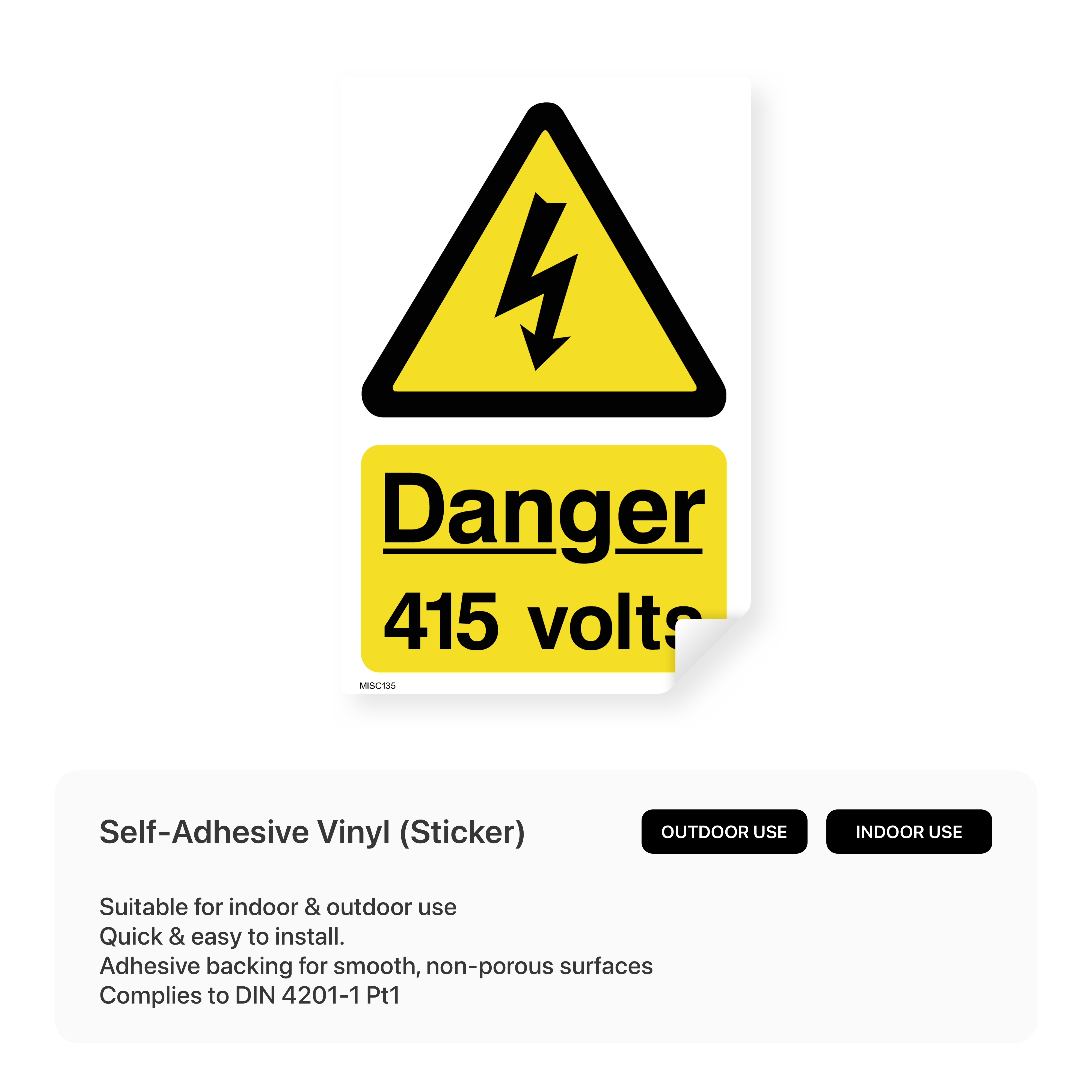 Sign warning of 415 volts.