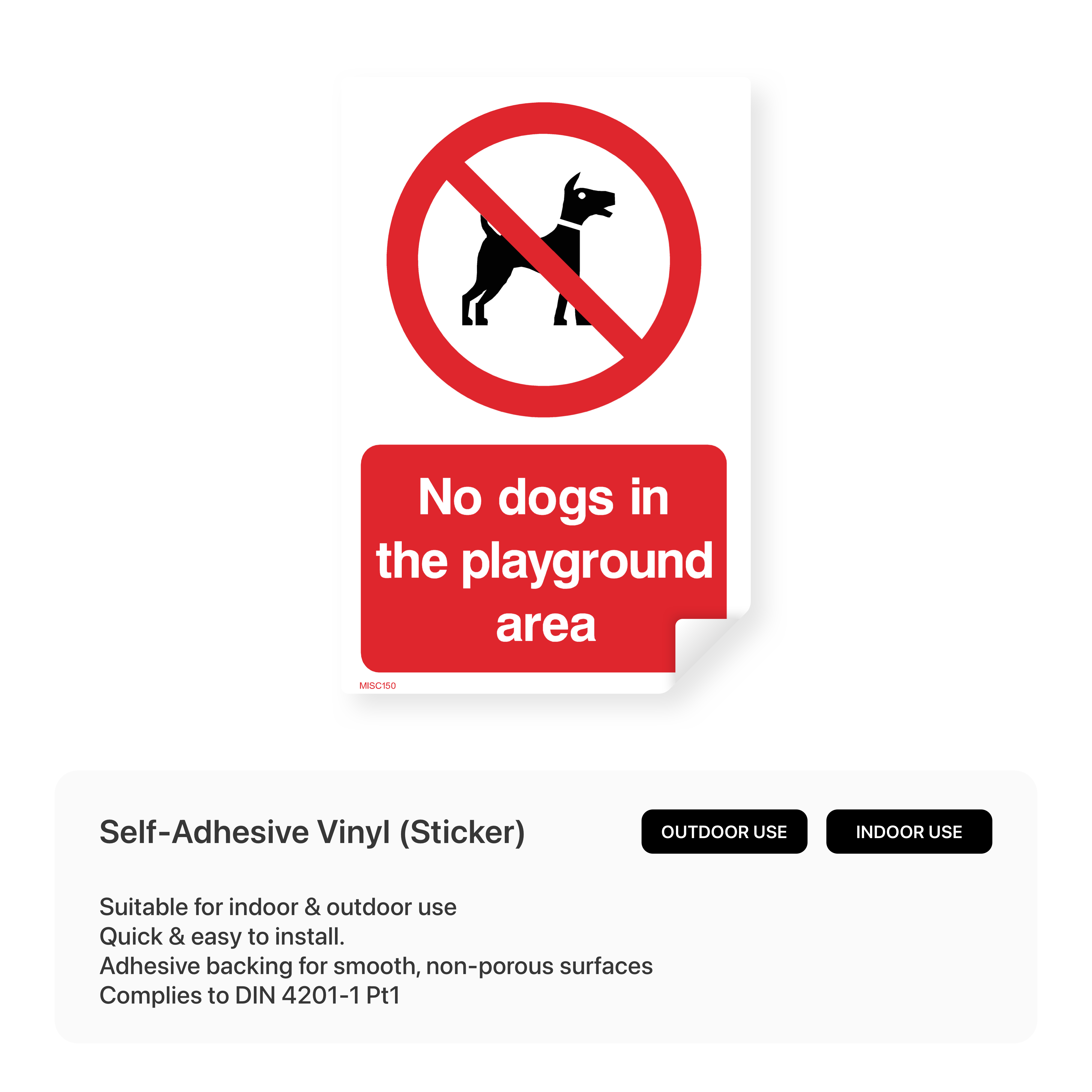 Sign prohibiting dogs in playground areas.