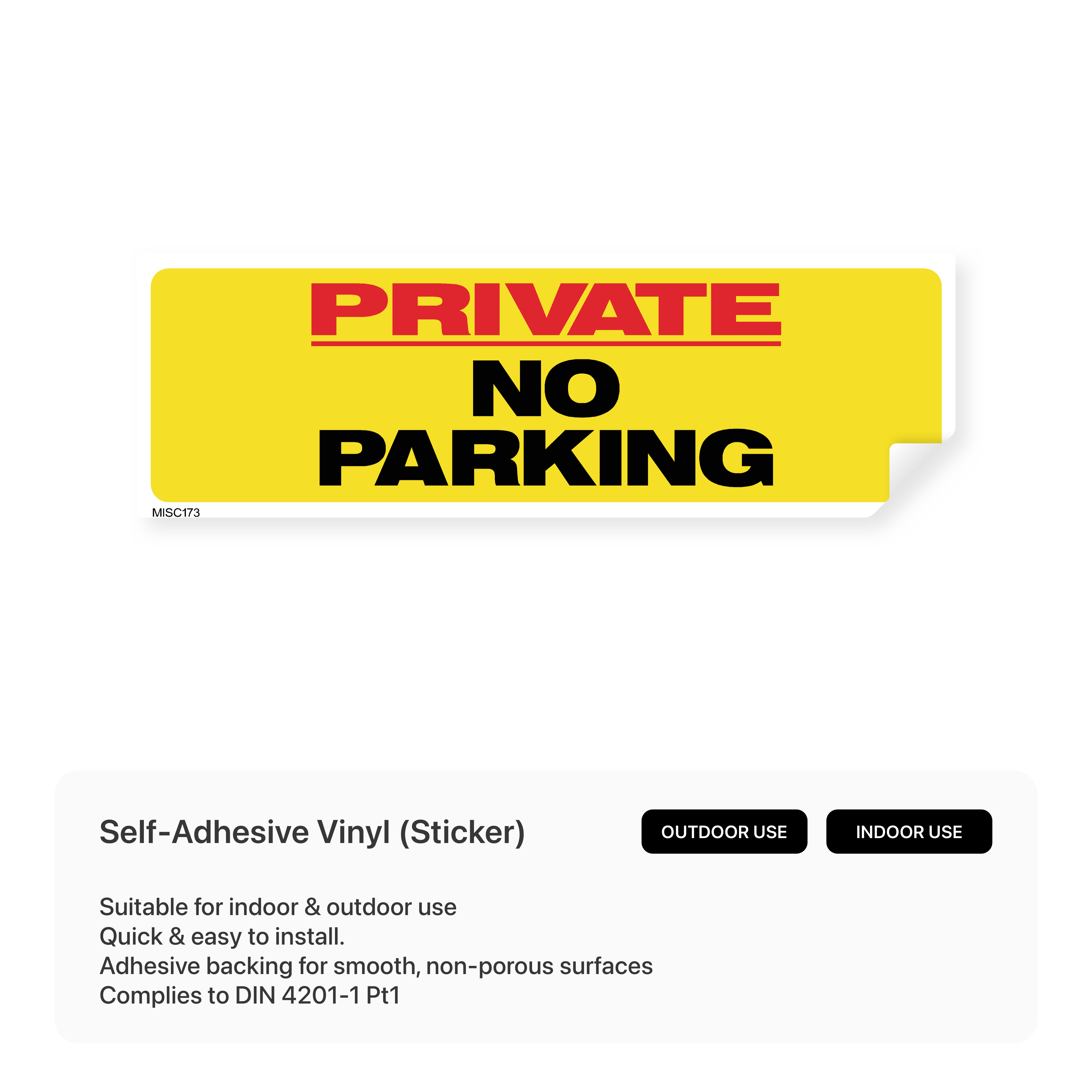 Sign stating "PRIVATE - NO PARKING".