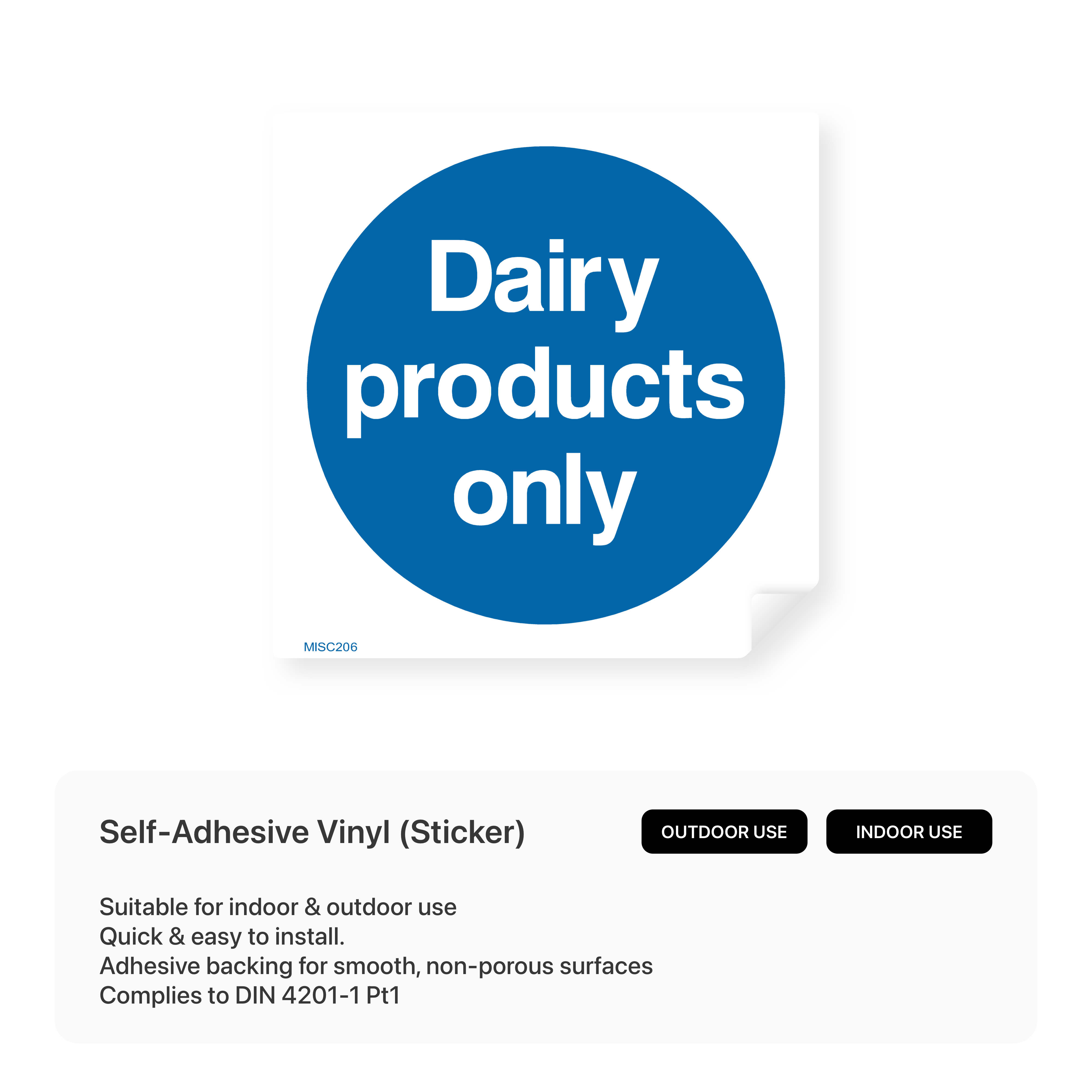 Square sign indicating "Dairy Products Only."