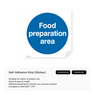 Square sign indicating food preparation area.