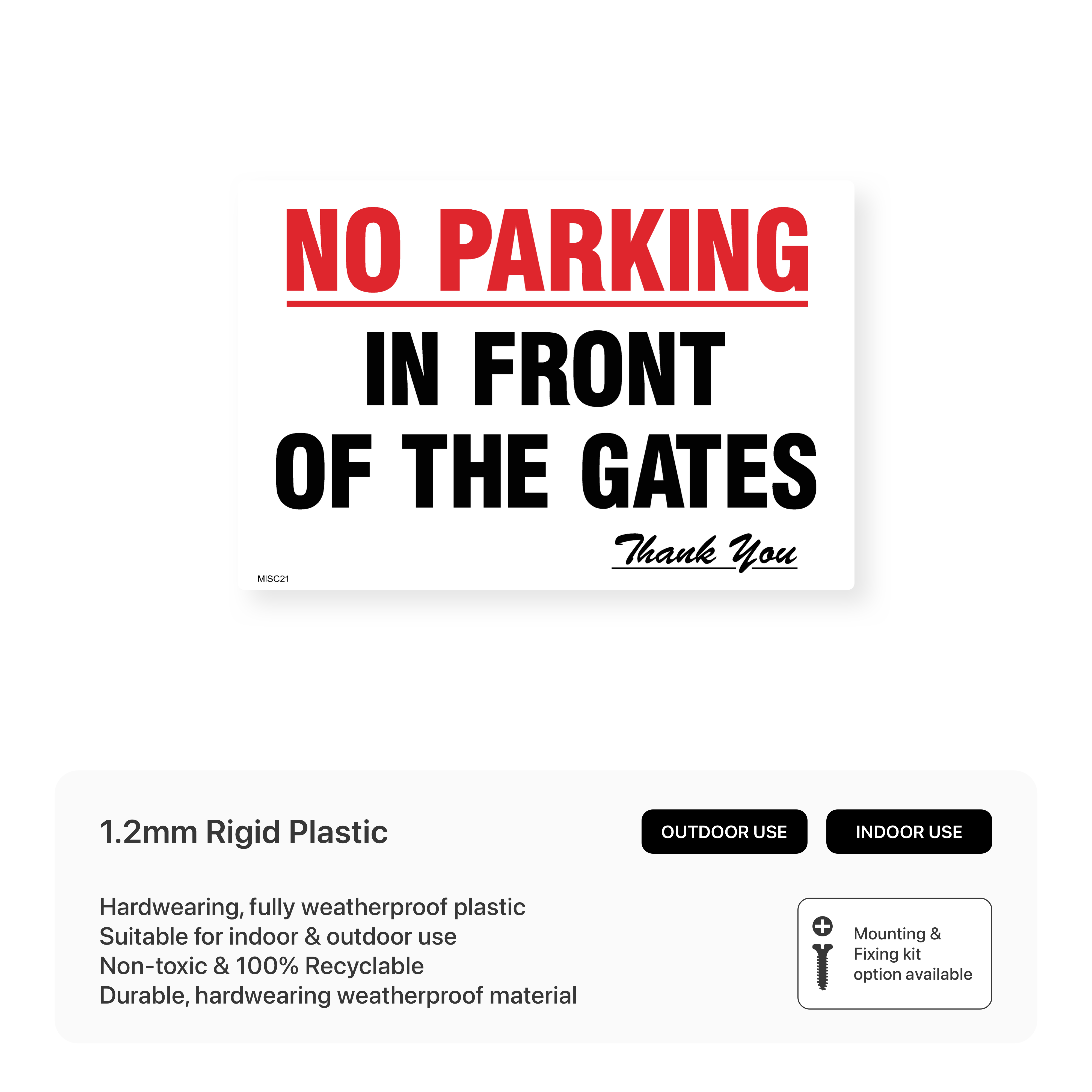 No Parking In Front of Gates Sign – Safety Signs & Stickers