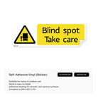 Sign warning about blind spots.