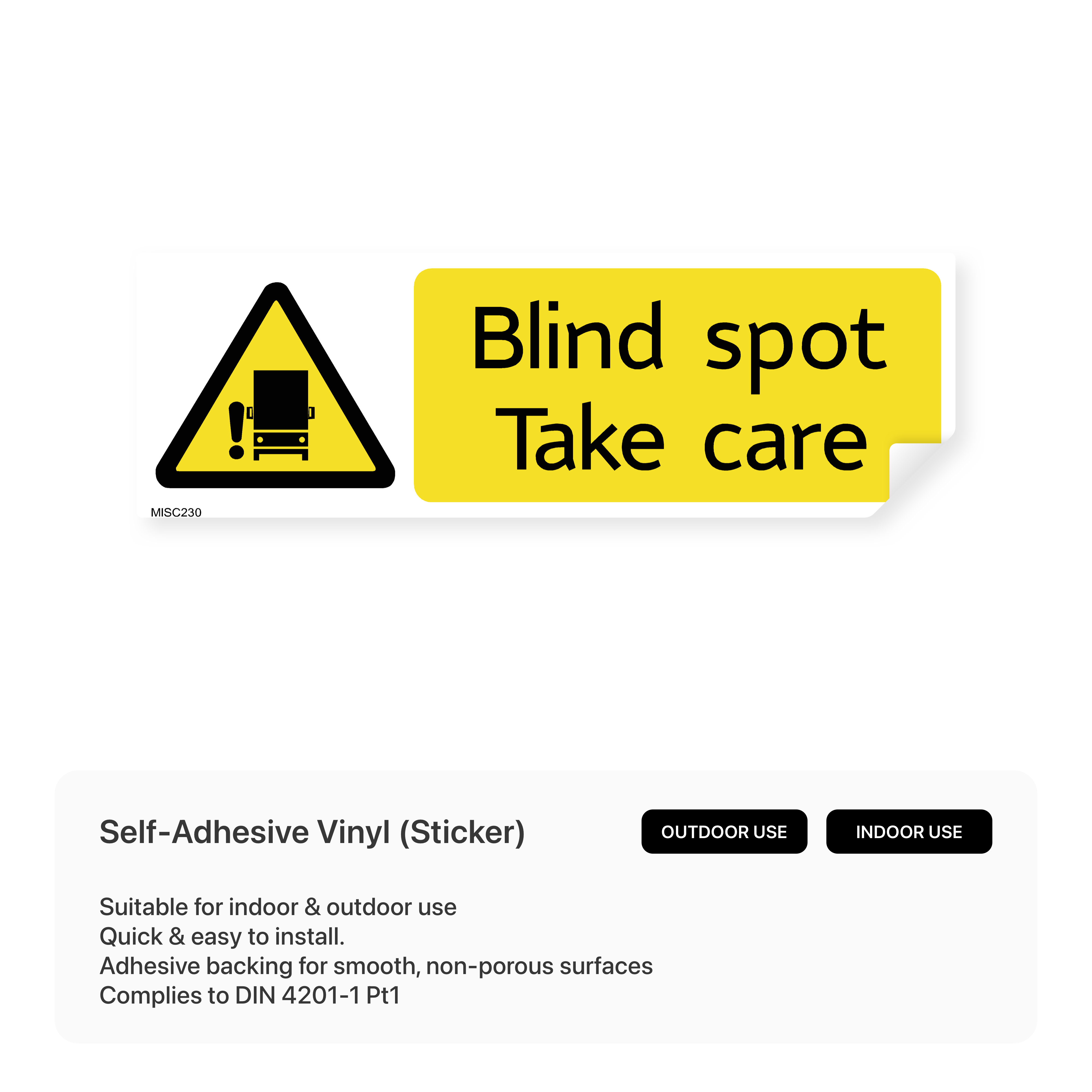 Sign warning about blind spots.