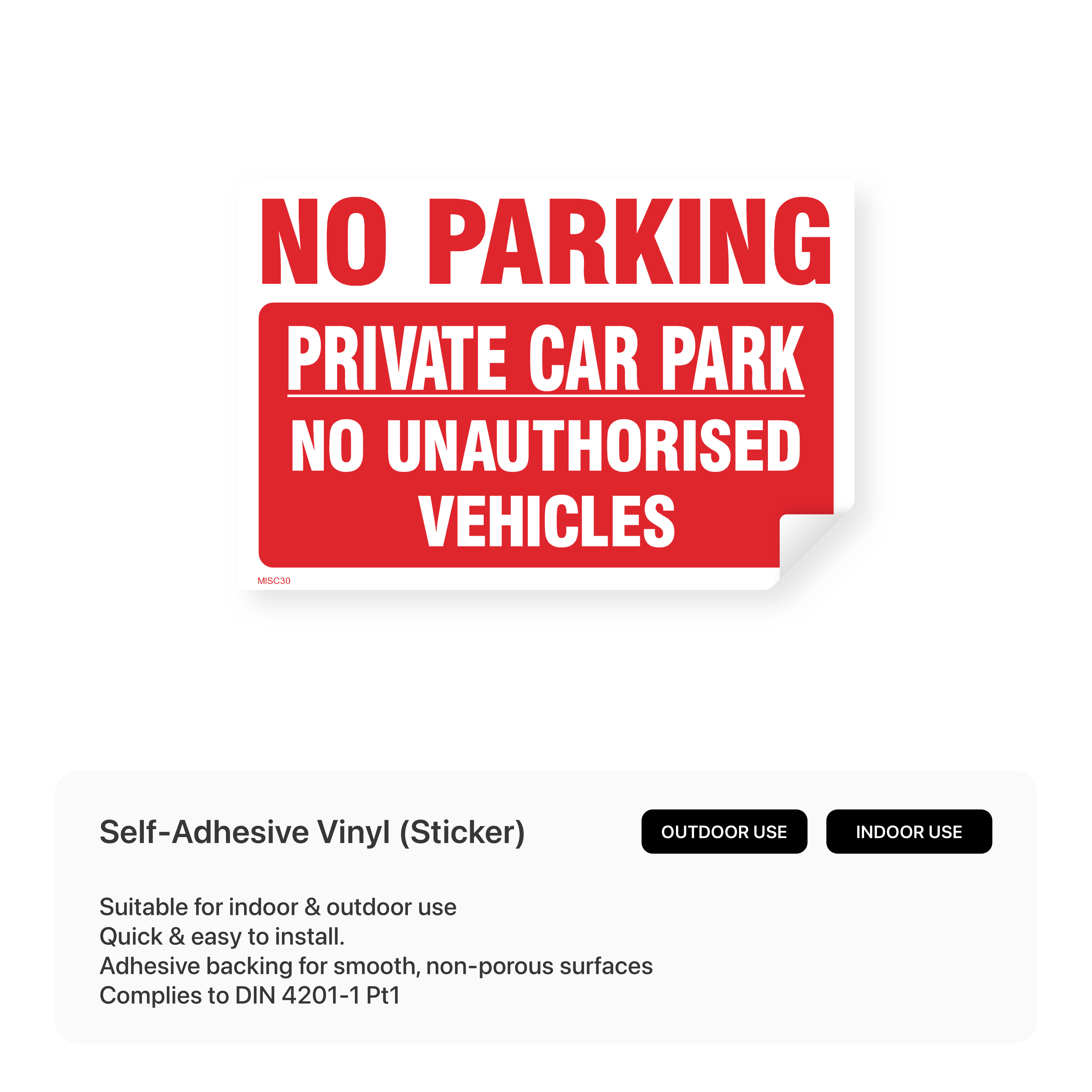 "No Parking - Private Car Park" sign in a car park.