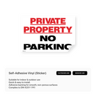 "Private Property - No Parking" sign on a gate.