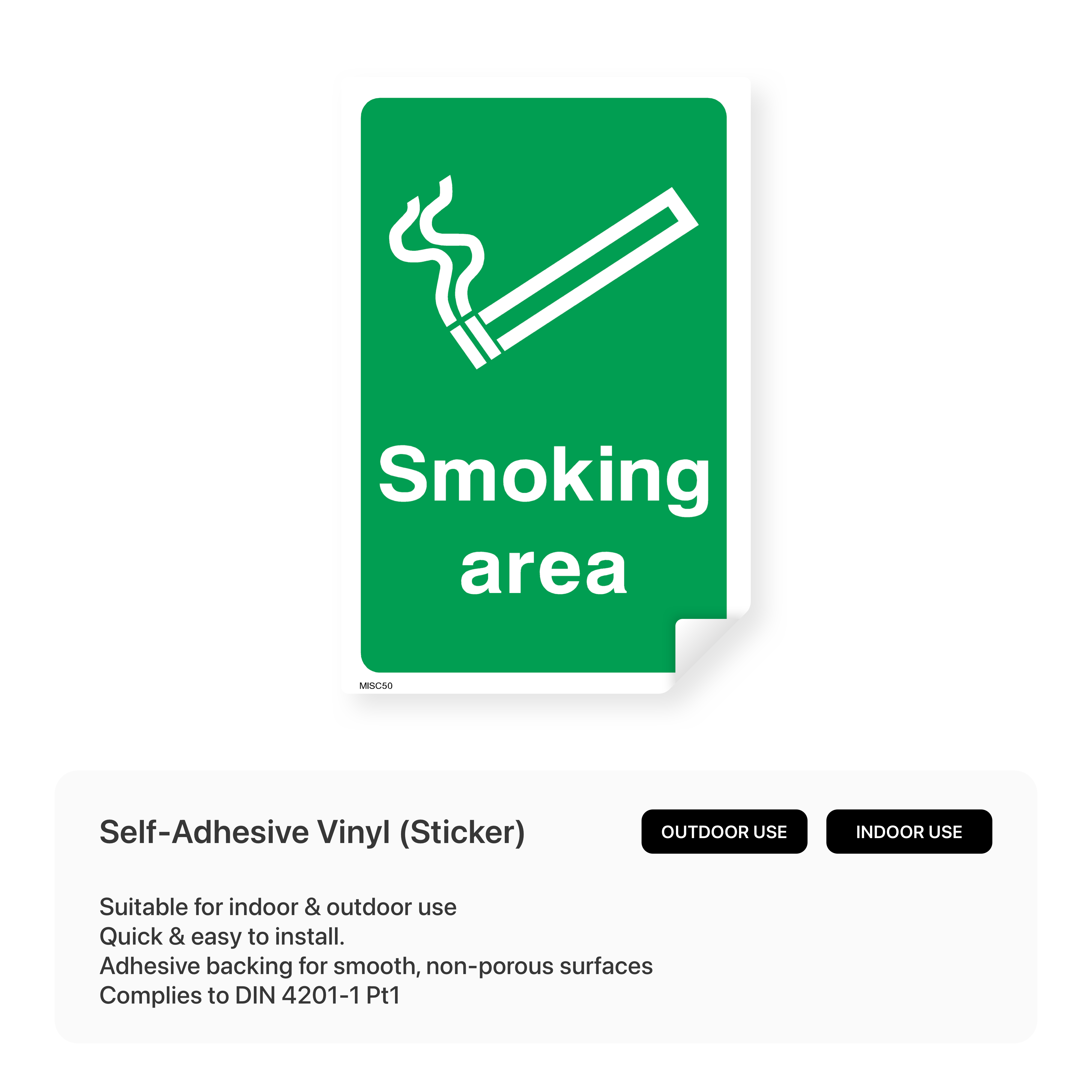 Sign indicating a designated smoking area.