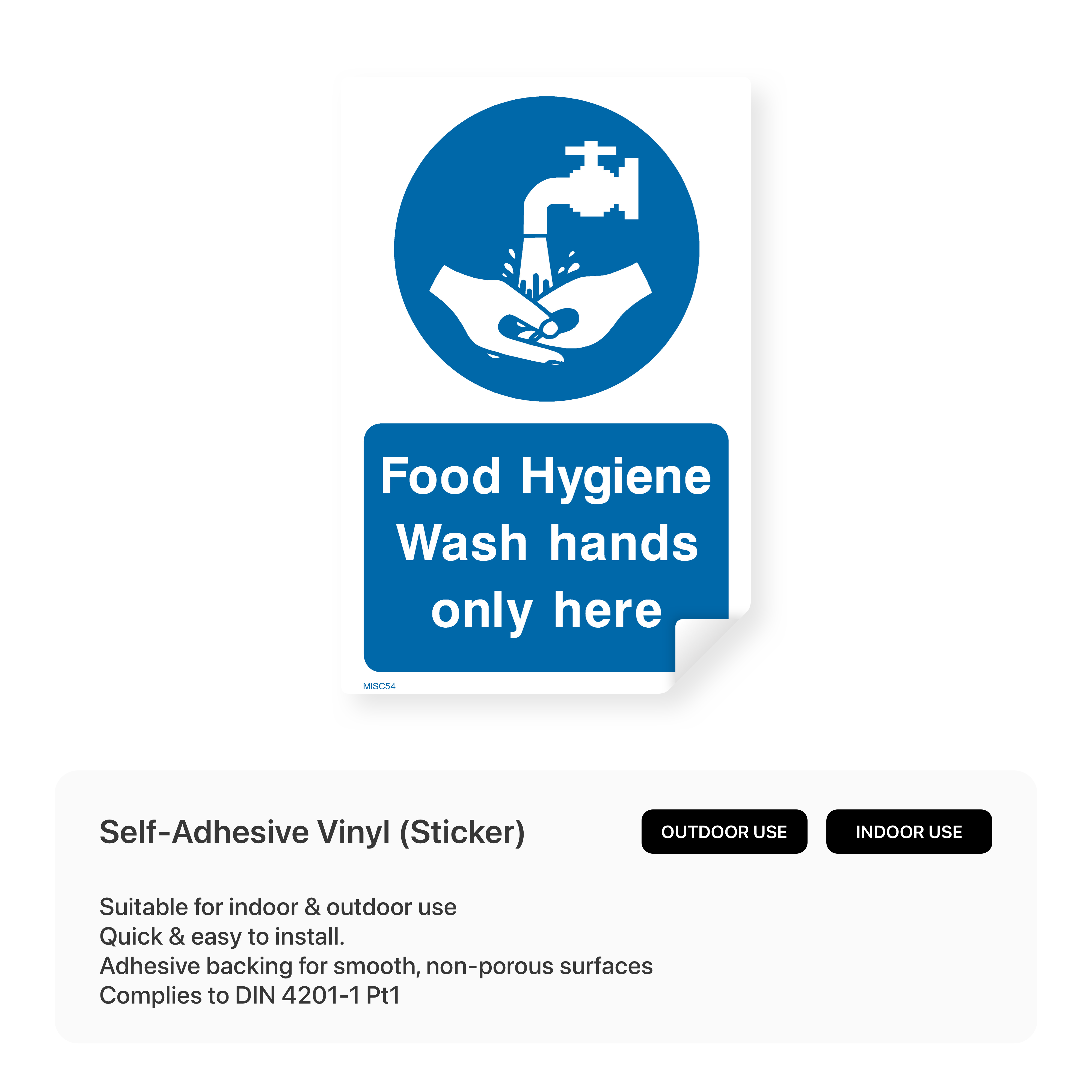 Sign instructing to wash hands in a specific area.