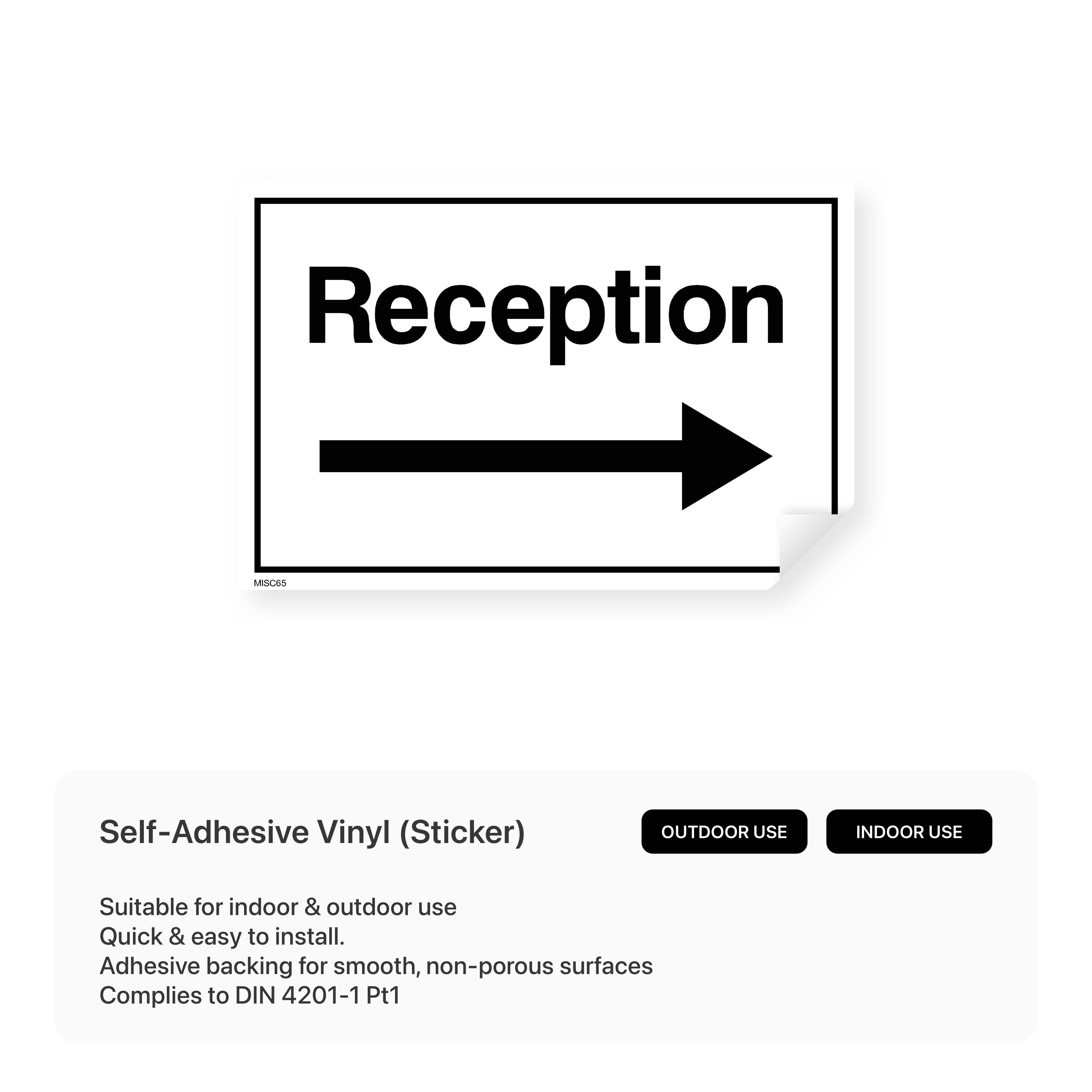 Reception Sign with Right Arrow – Safety Signs & Stickers