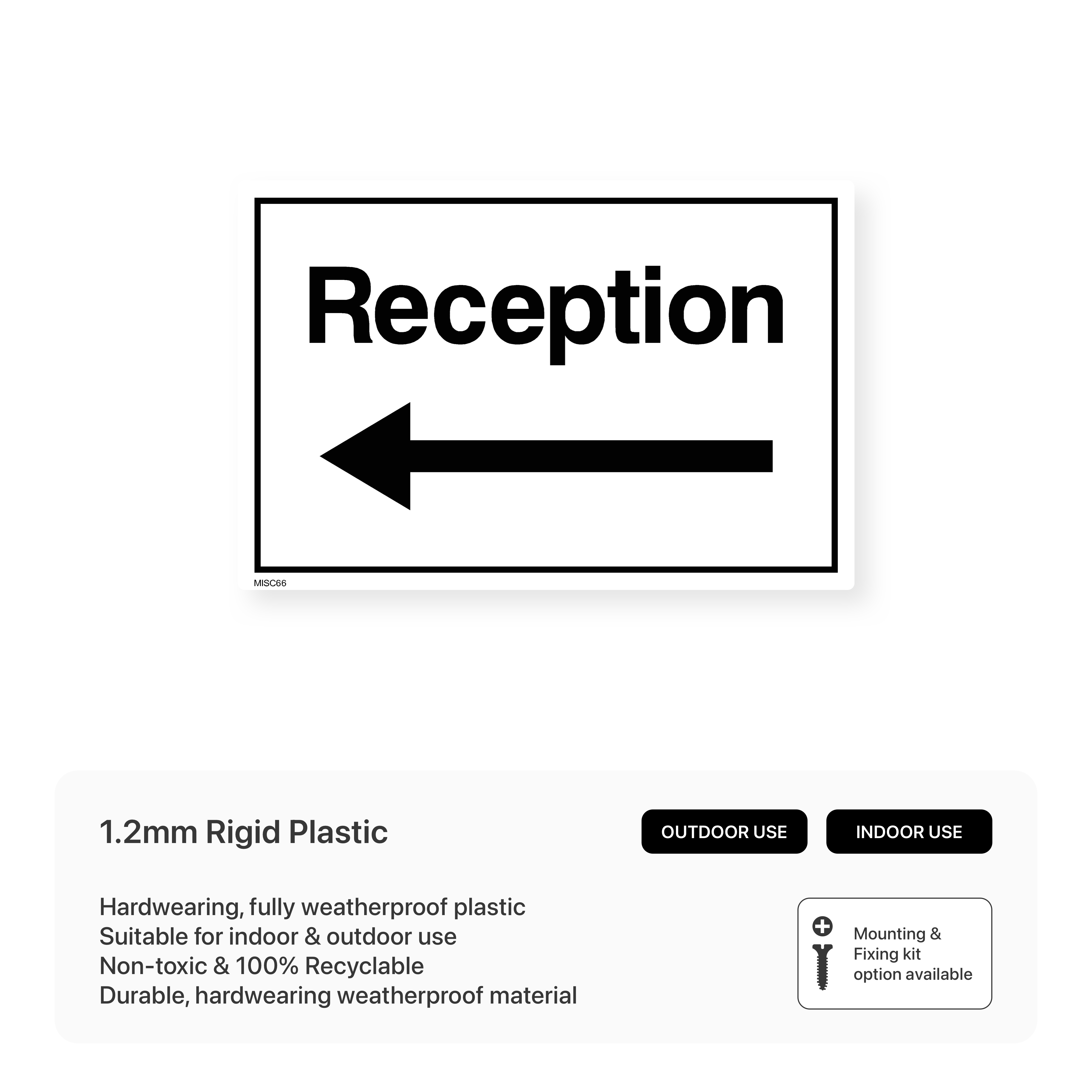 Reception Sign with Left Arrow – Safety Signs & Stickers