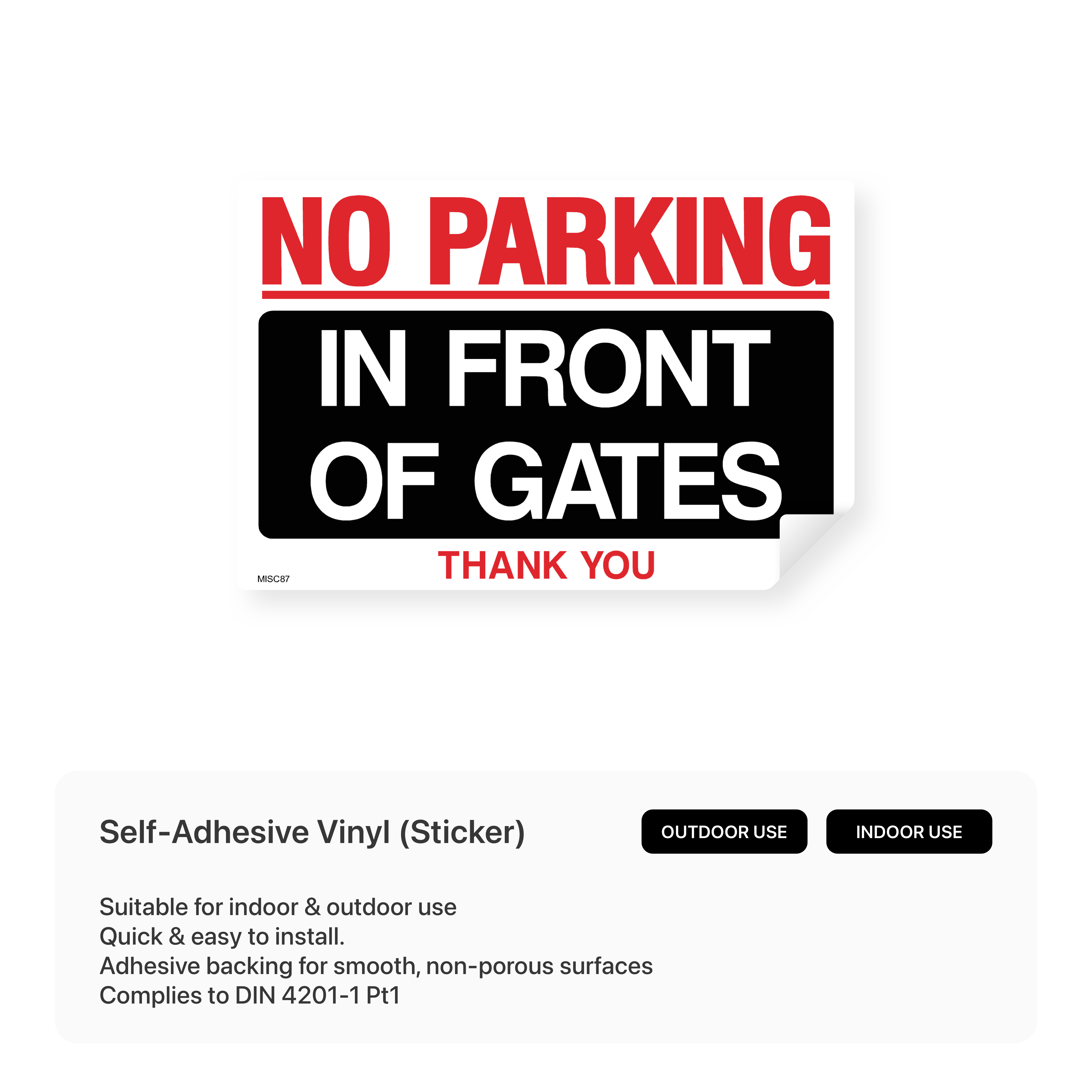 No Parking in Front of Gates Sign – Safety Signs & Stickers