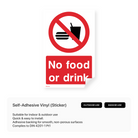 Sign prohibiting food and drink.