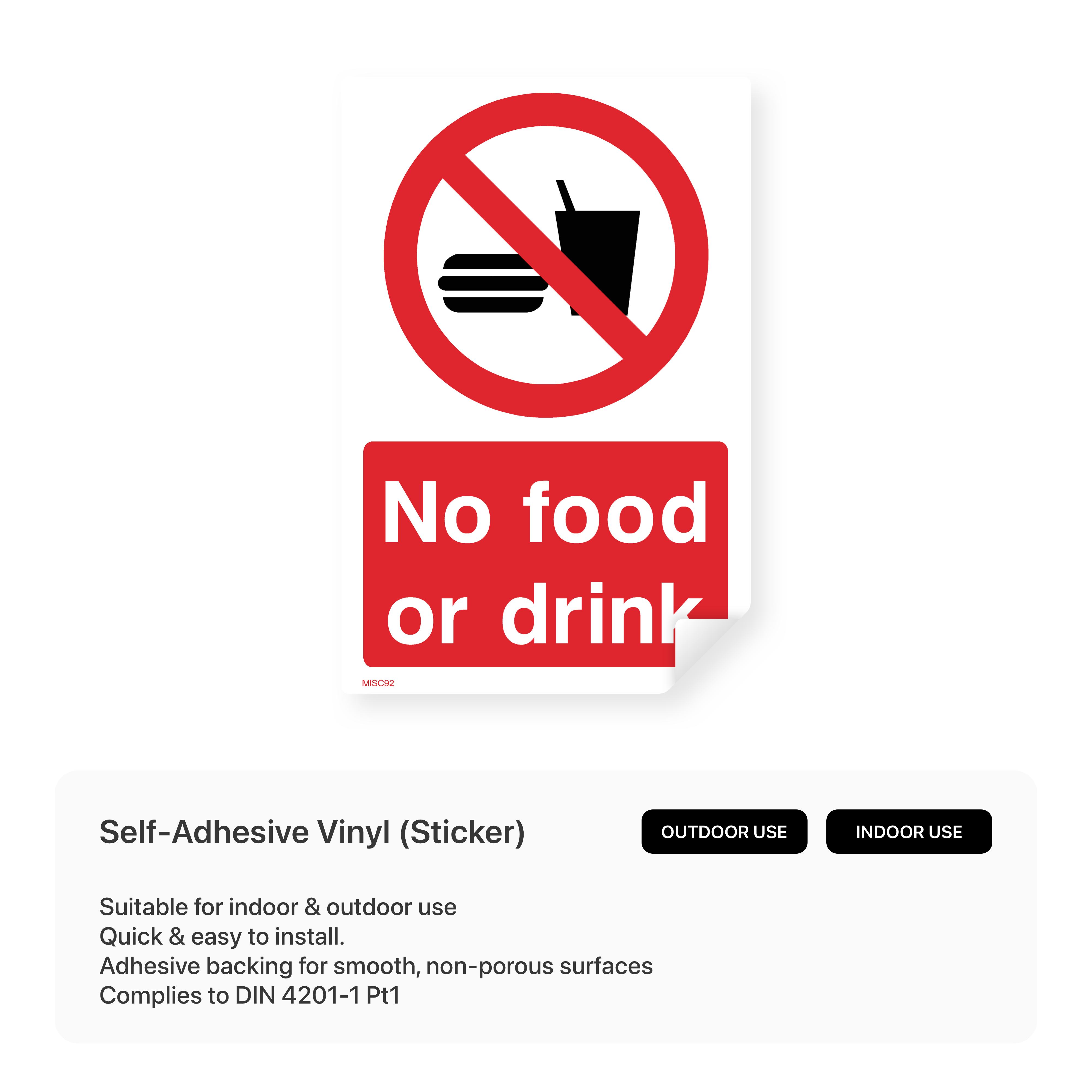 Sign prohibiting food and drink.