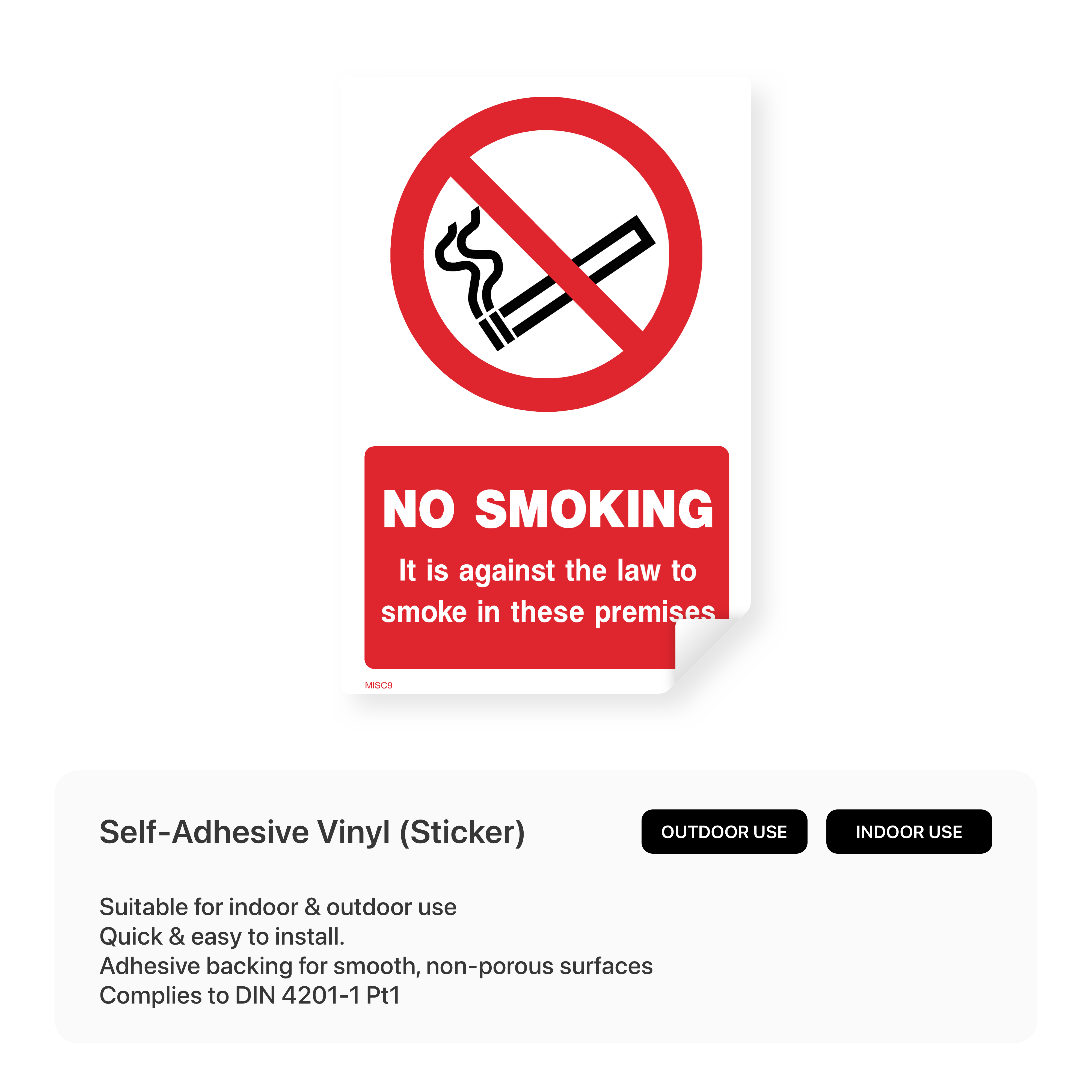 Sign prohibiting smoking on the premises.