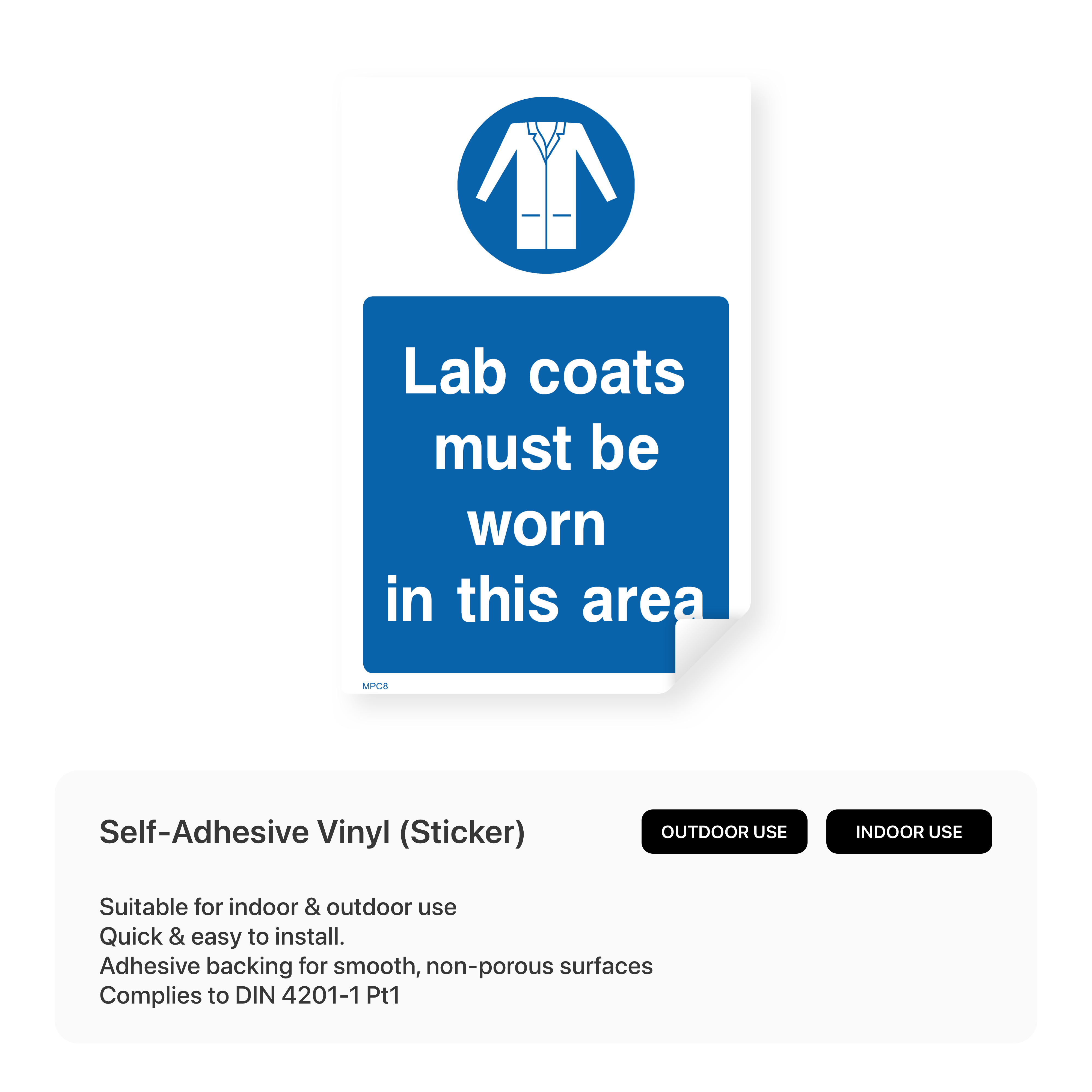 "Lab coats must be worn in this area" portrait safety sign