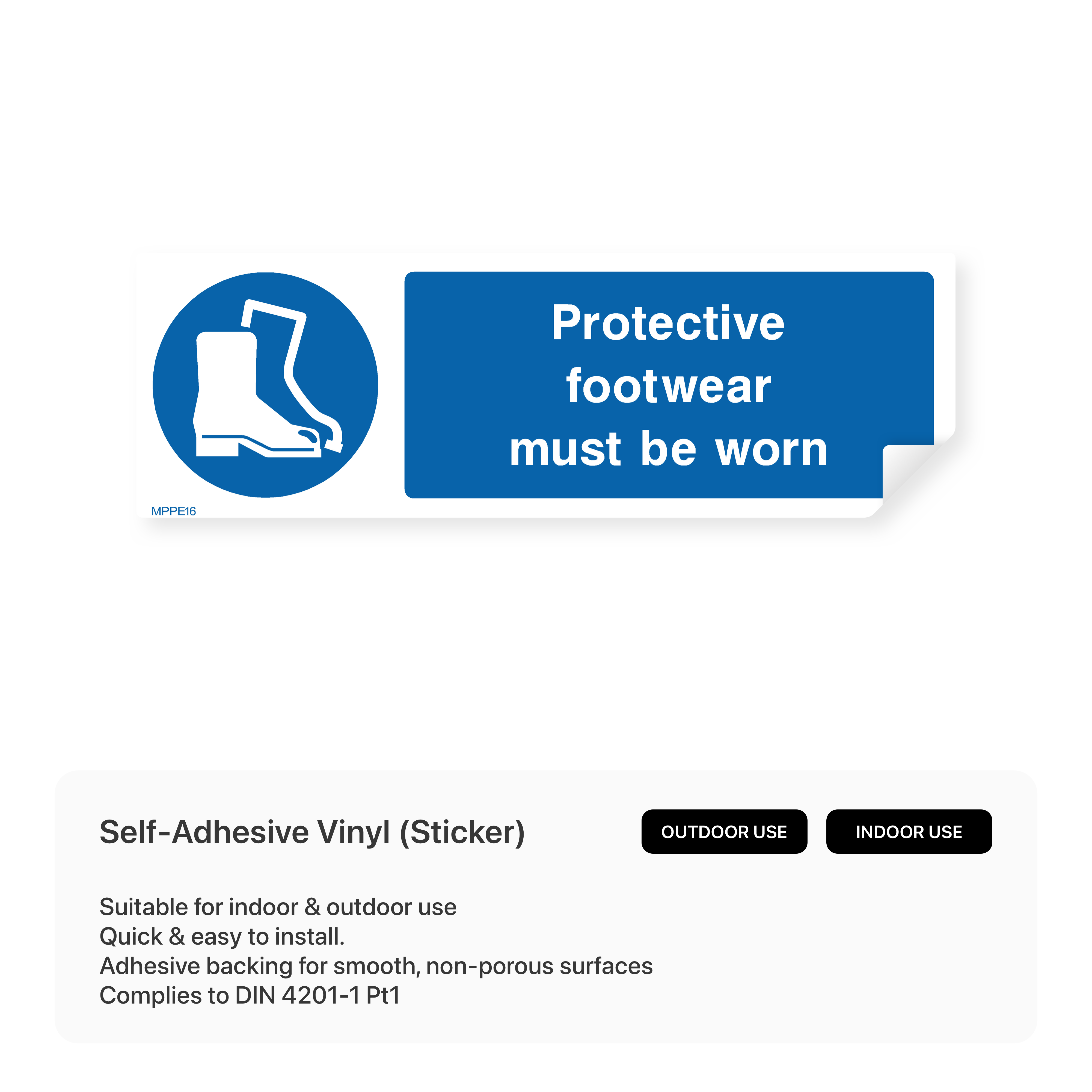 "Protective footwear must be worn" rectangular safety sign