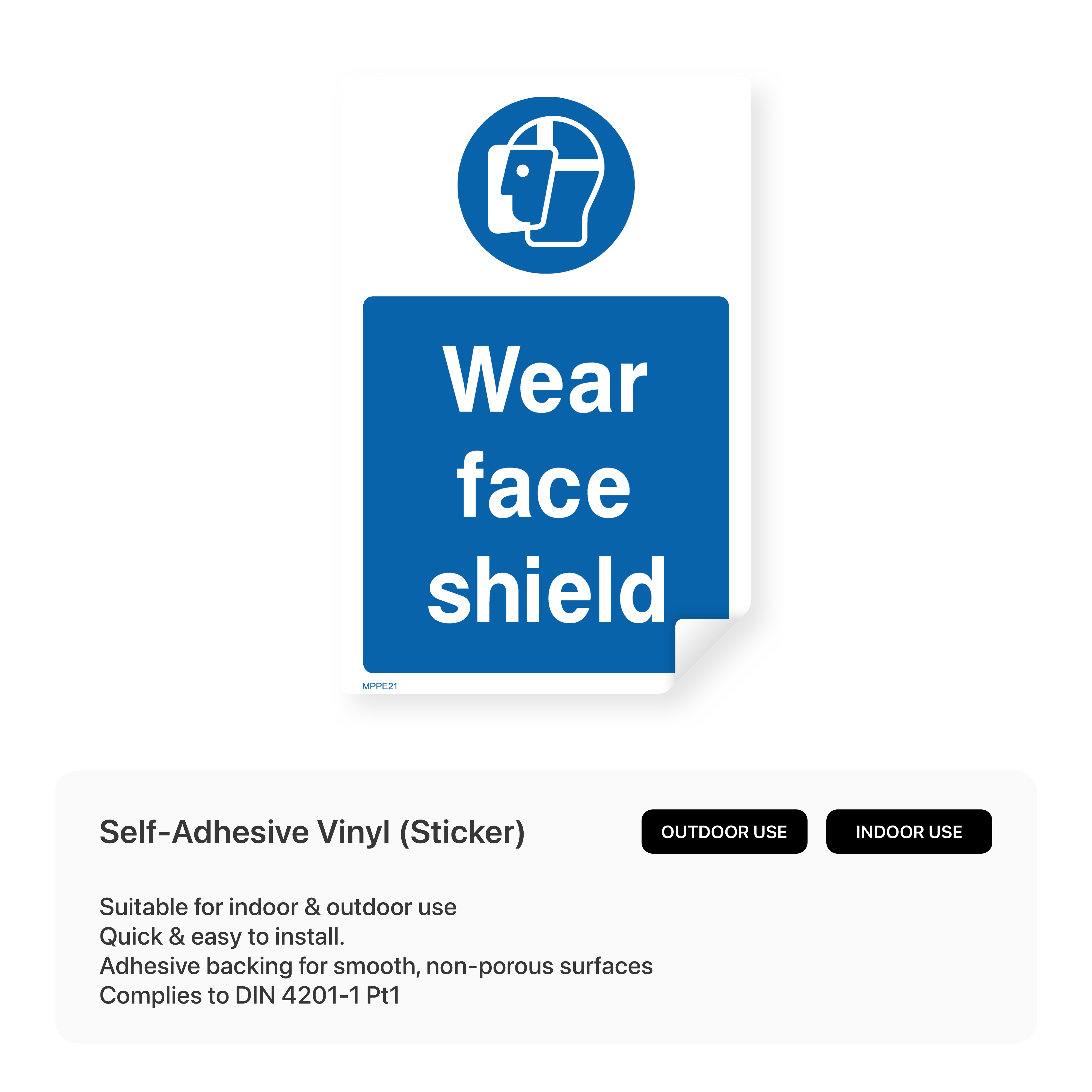 "Wear face shield" portrait safety sign